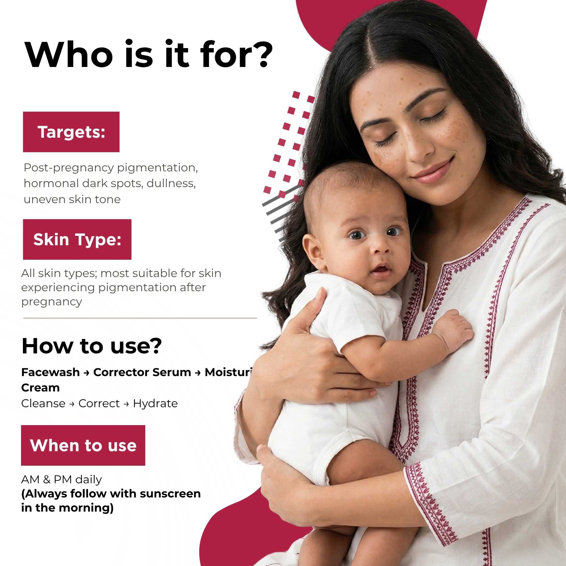 Post Pregnancy 3 steps-Facewash+Serum+Moisturising Cream