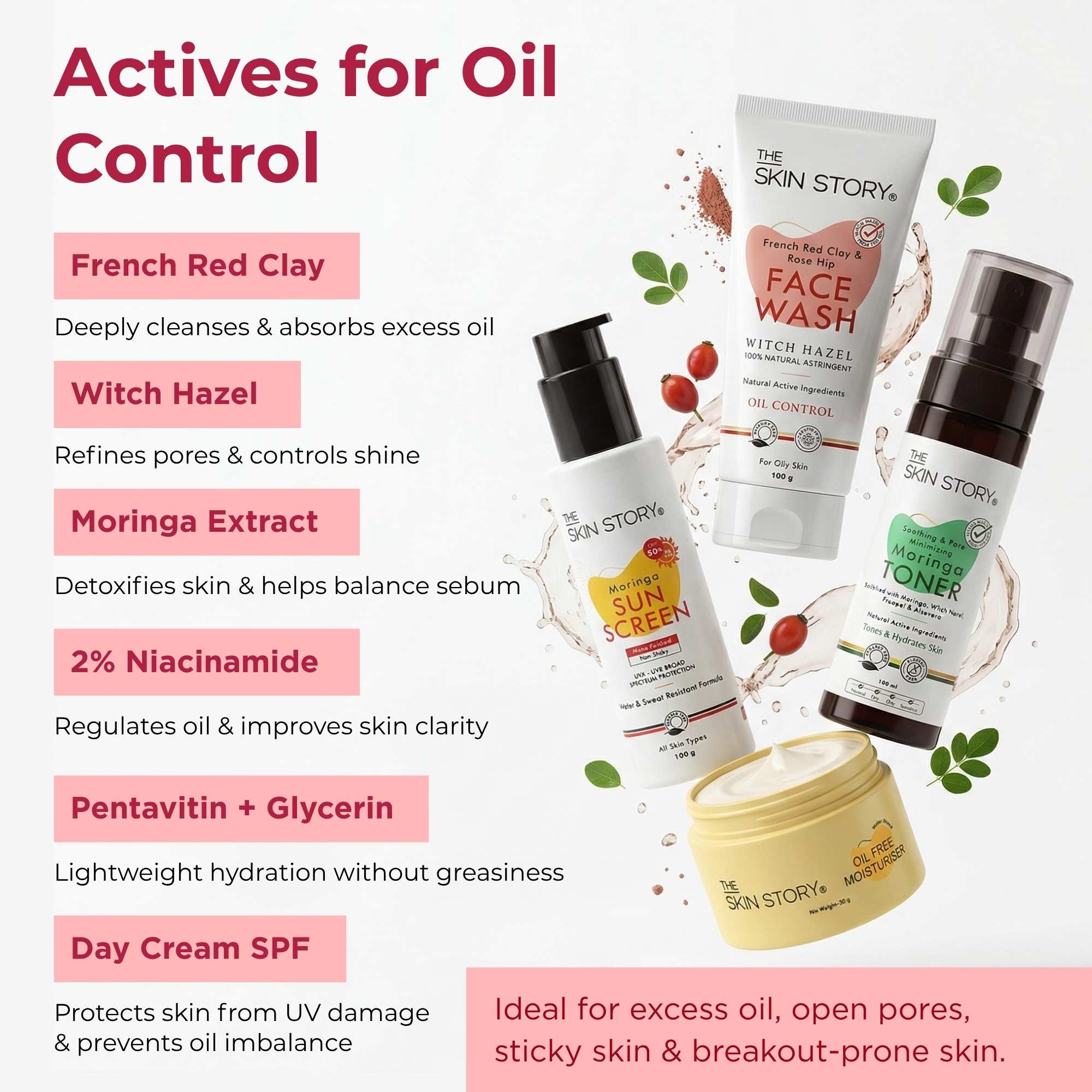 Oil Control 4 steps-Facewash+Toner+Moisturiser+Day Cream SPF