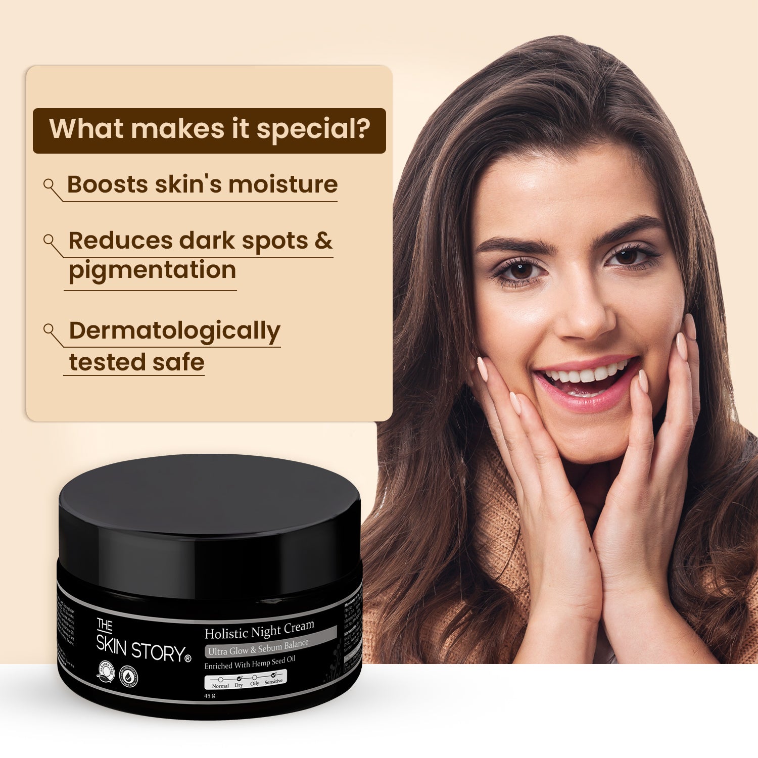 Holistic Night Cream | Ultra Glow & Sebum Control | Hemp Seed Oil | 45g