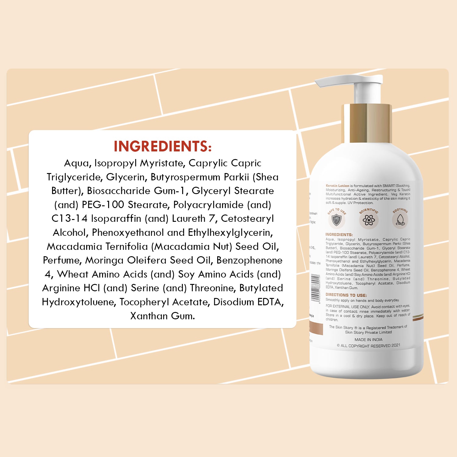 Keratin Body Lotion | Deeply Hydrates & Nourishes | Keratin & Moringa | 280ml
