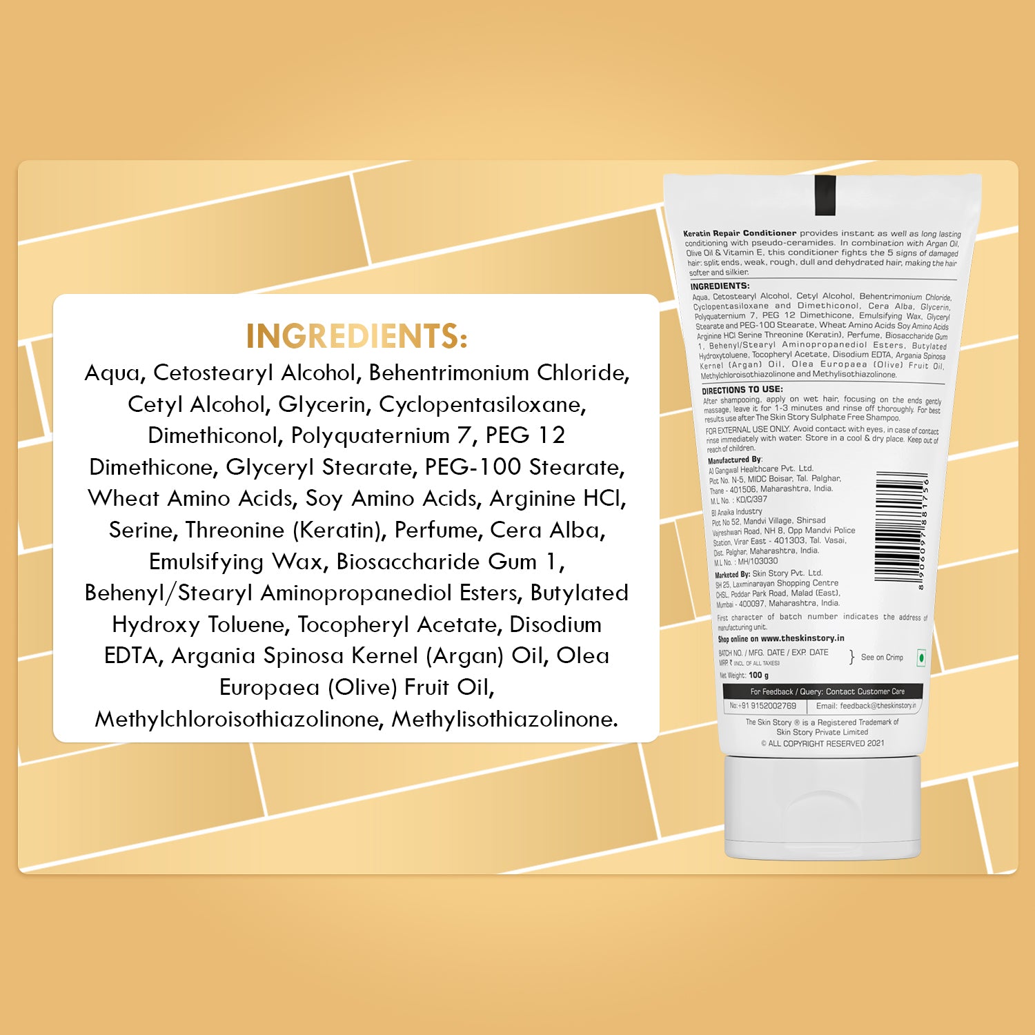 Sulphate-Free Keratin Conditioner Frizz Control & Deep Nourishment Keratin & Argan Oil 100g