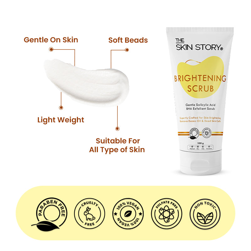 Brightening Scrub | Exfoliates & Hydrates | Evens Skin Tone & Boosts Glow | 100g