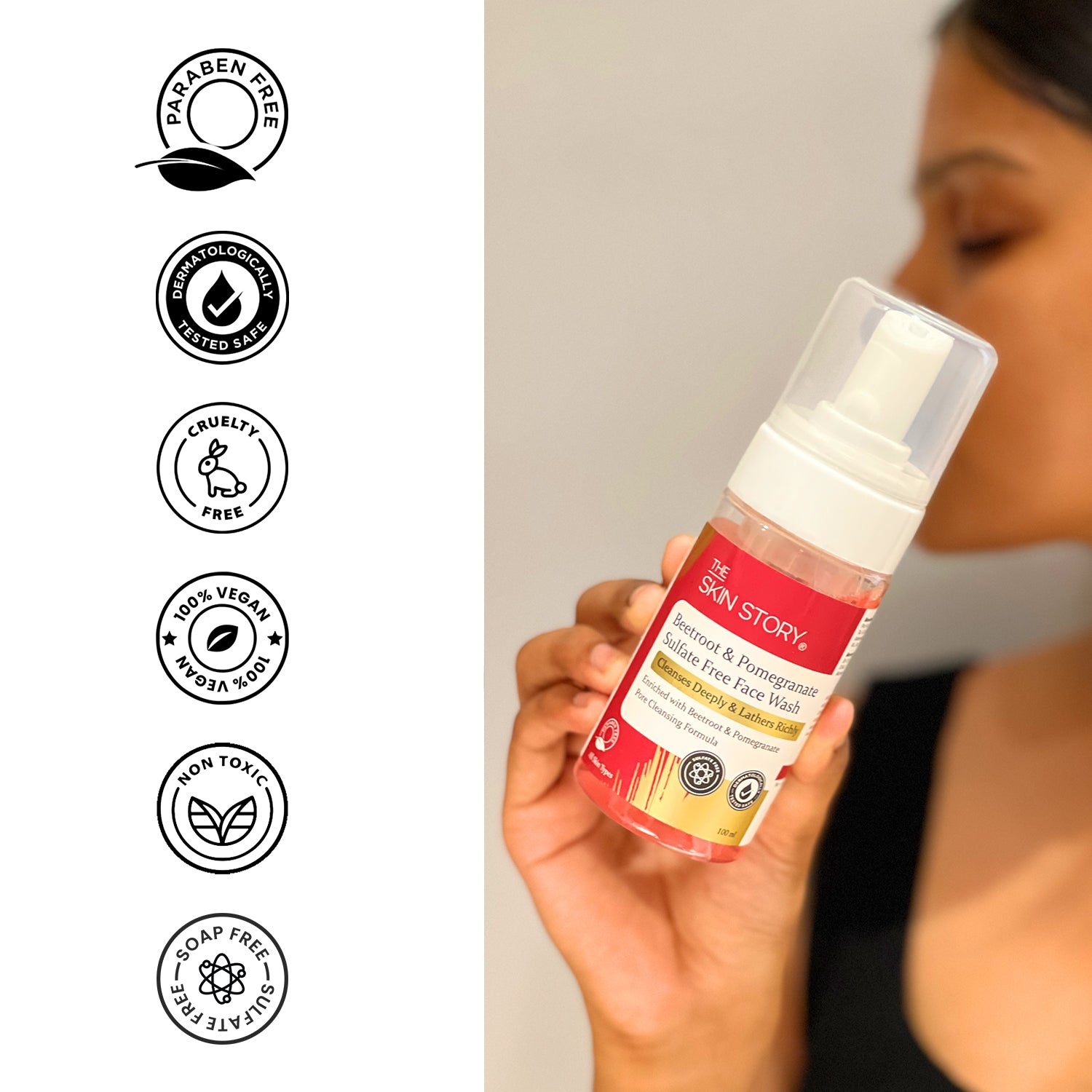 Pore Cleansing Foaming Face Wash Deep Cleanses & Minimises Pores Beetroot & Pomegranate 100 ml