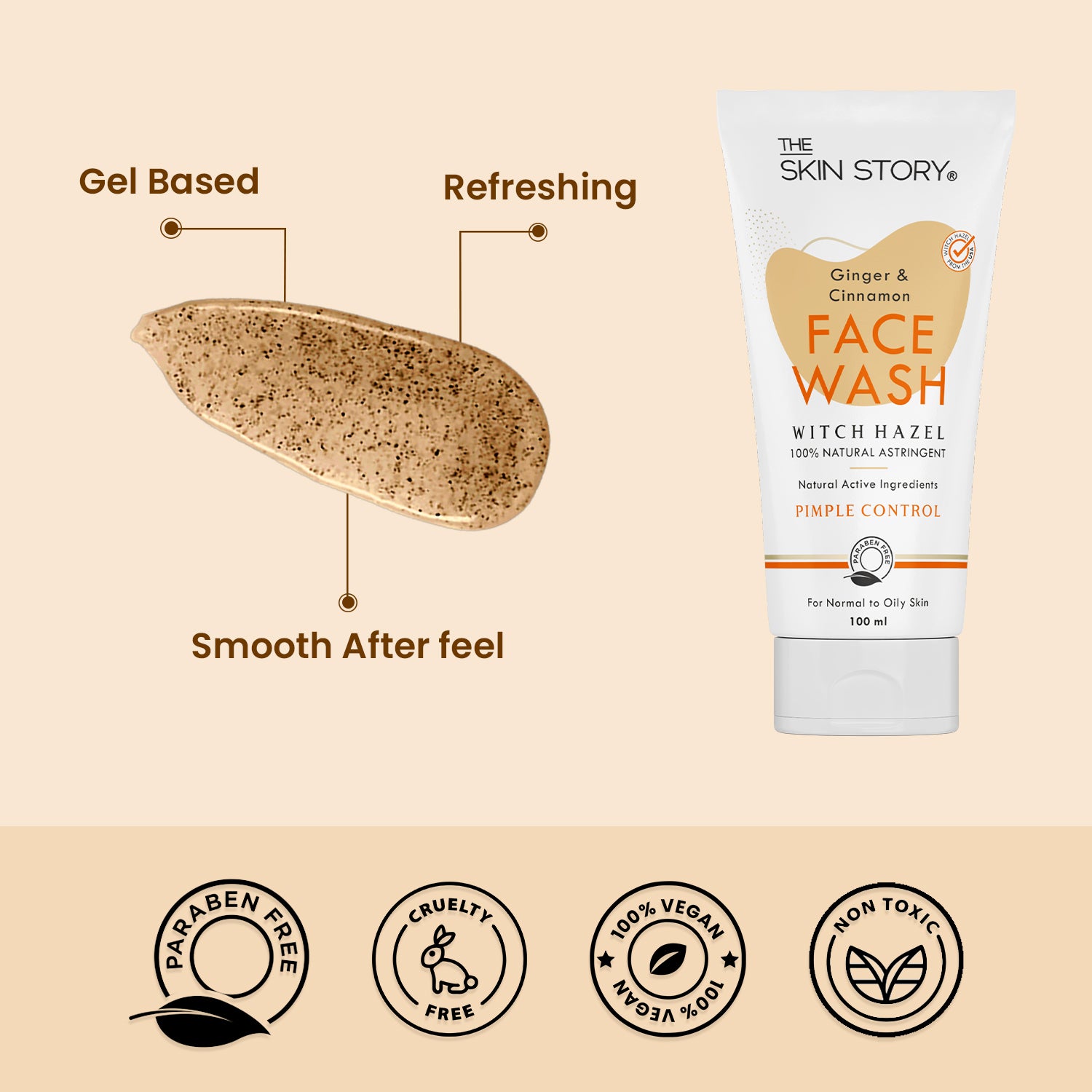 Pimple & Acne Control Face Wash | Fights Oil & Breakouts | Ginger, Cinnamon & Witch Hazel | 100ml