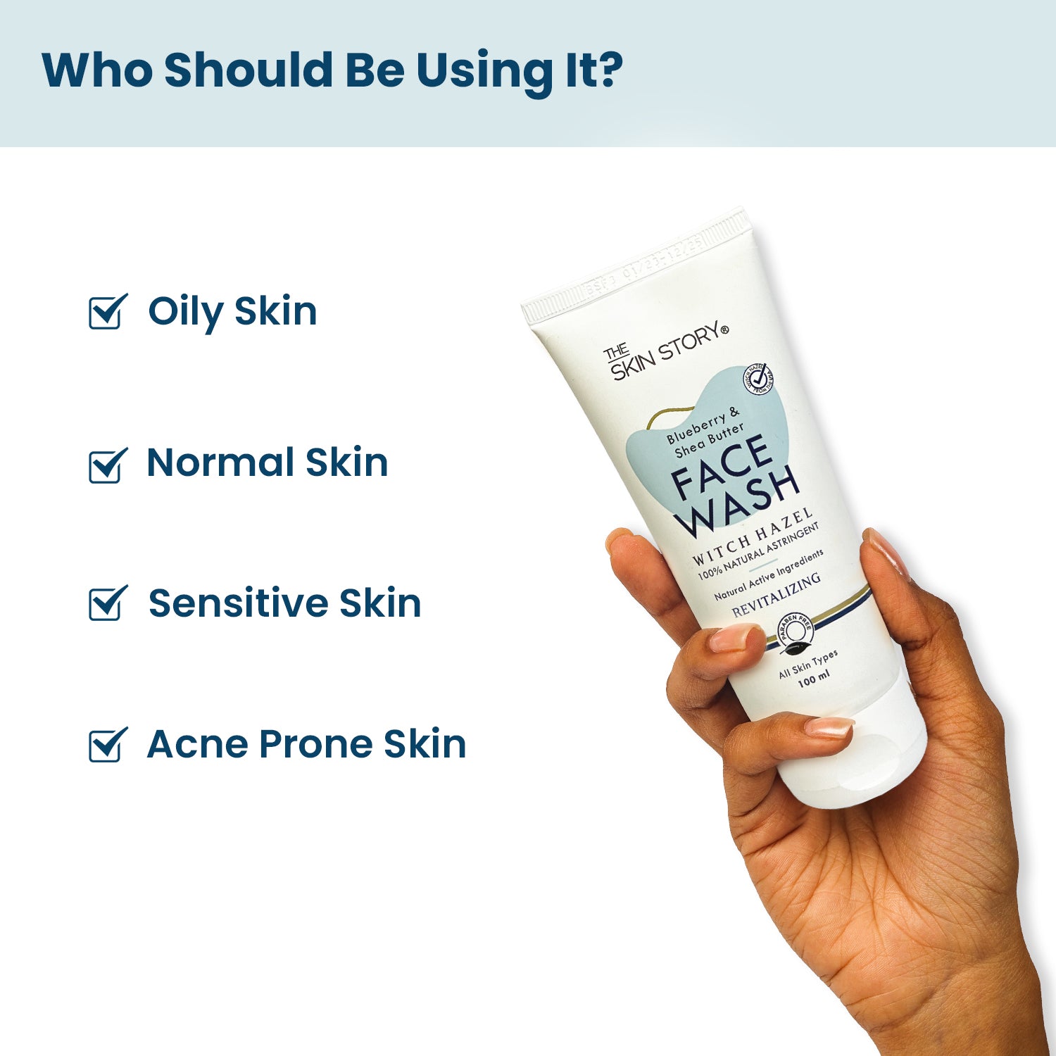 Deep Cleansing Facewash | Hydrates & Refreshes | Witch Hazel, Blueberry & Shea Butter | 100ml