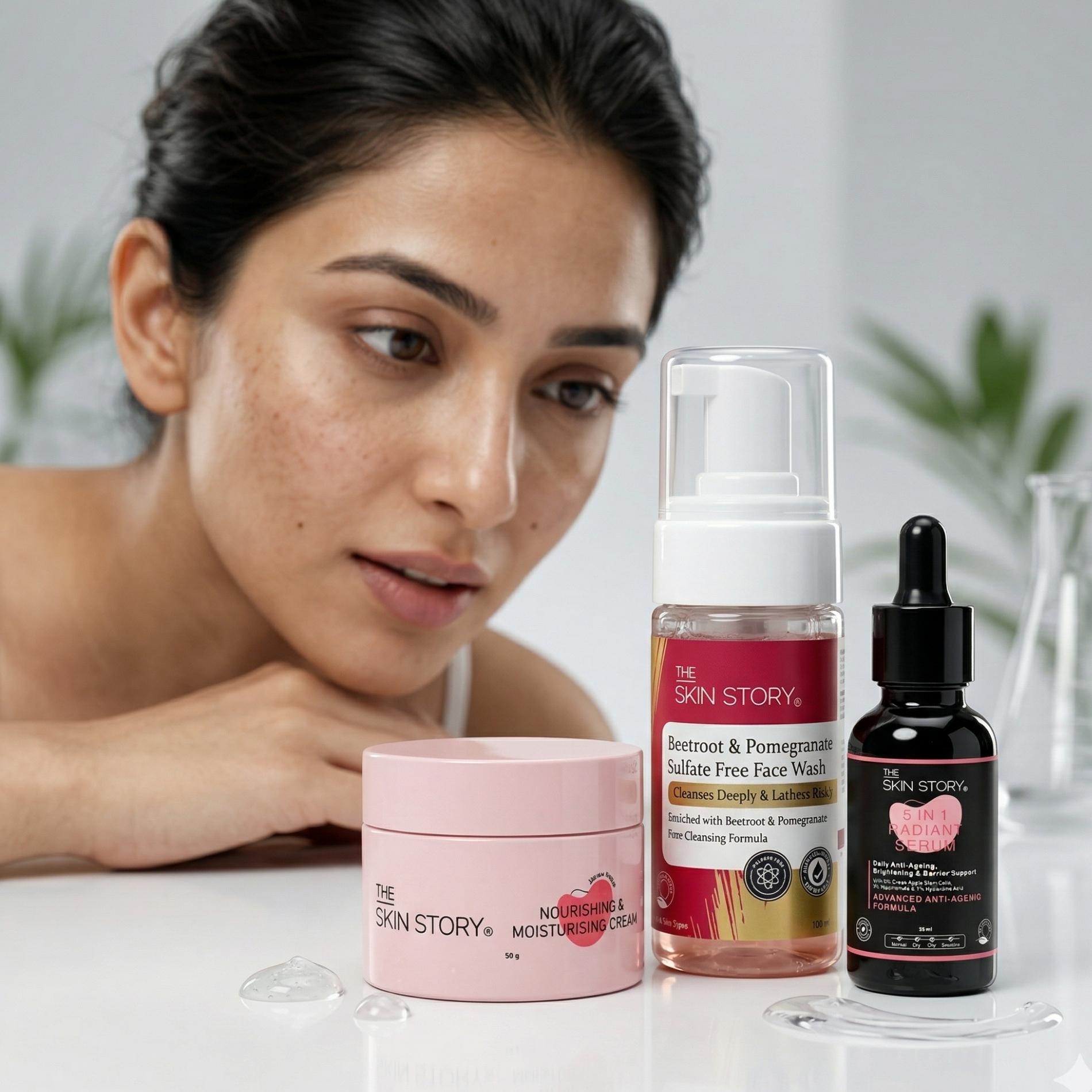 Ageing Early Onset 3 Step - Facewash+Moisturising Cream+Serum - The Skin Story -