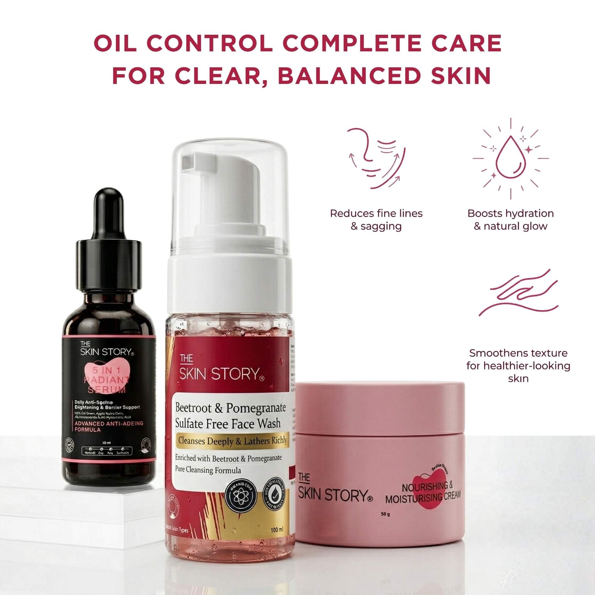 Ageing Early Onset 3 Step - Facewash+Moisturising Cream+Serum - The Skin Story -