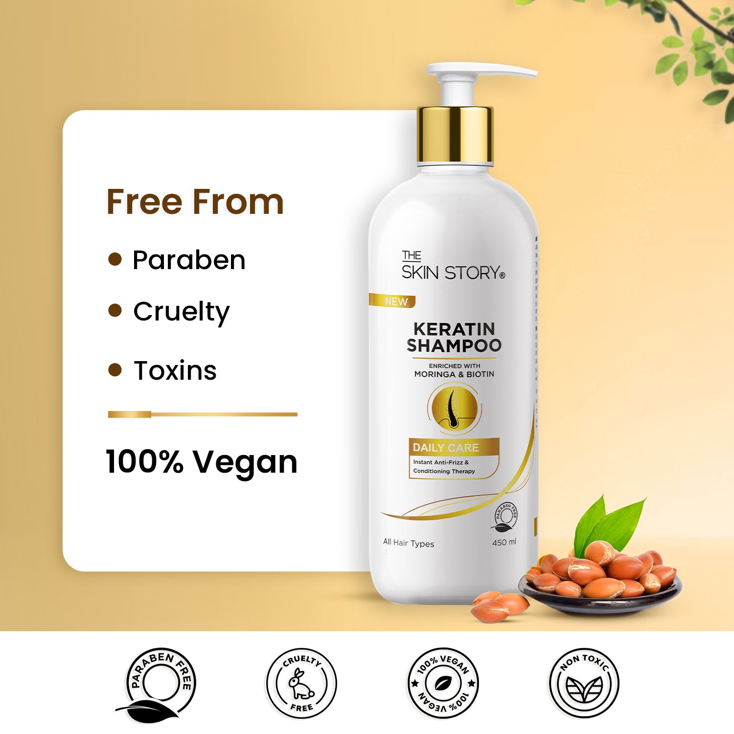 Keratin Shampoo | Strengthens & Smoothens Hair | Keratin & Argan Oil | 450ml