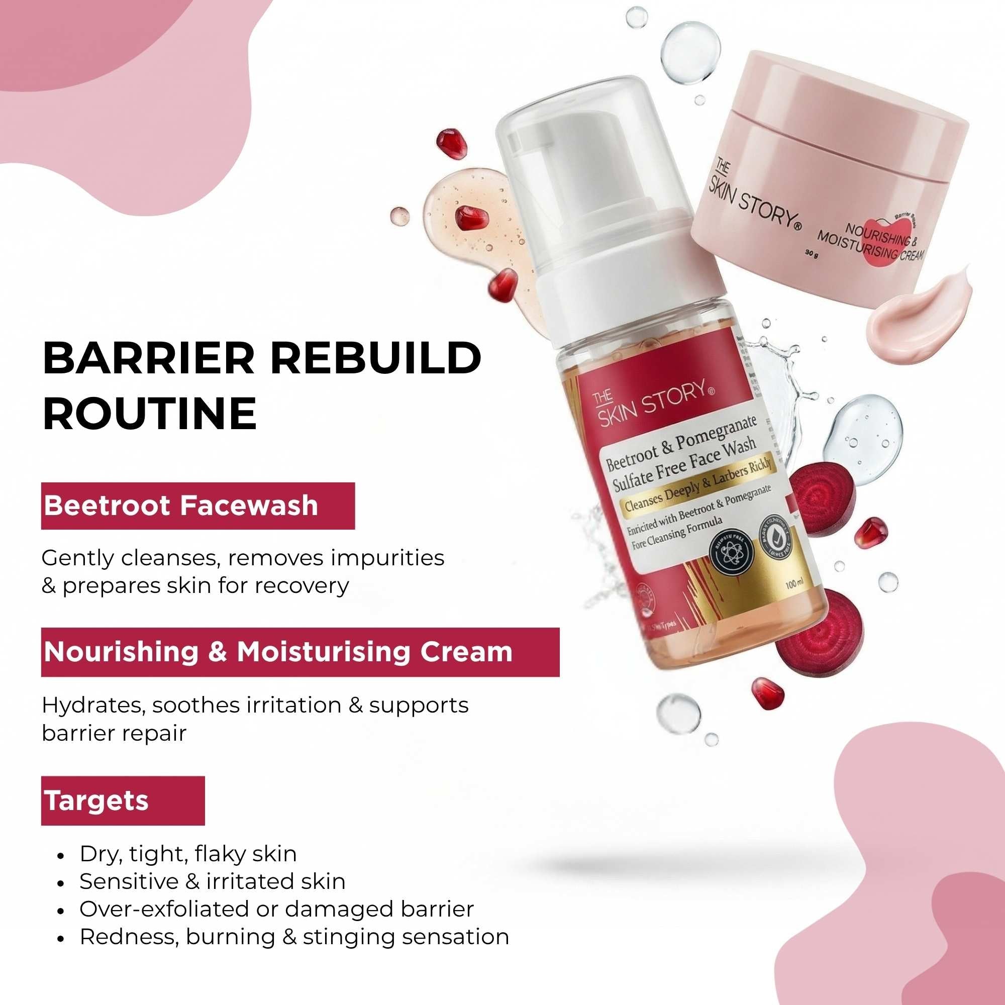 Barrier Rebuilt 2 Step - Facewash+Moisturising Cream - The Skin Story -