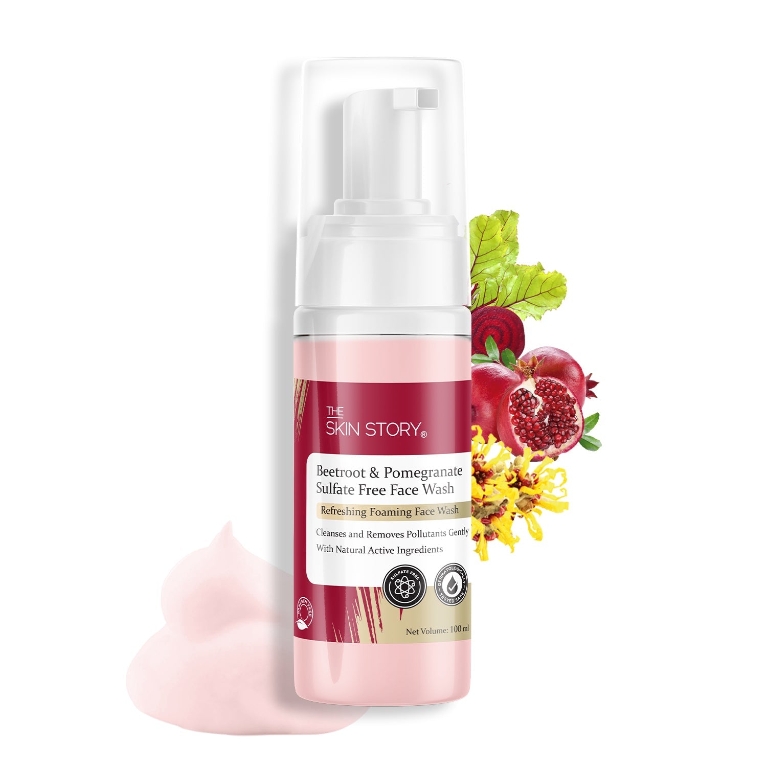 Beetroot & Pomegranate Foaming Face Wash – Sensitive Skin Formula - The Skin Story -