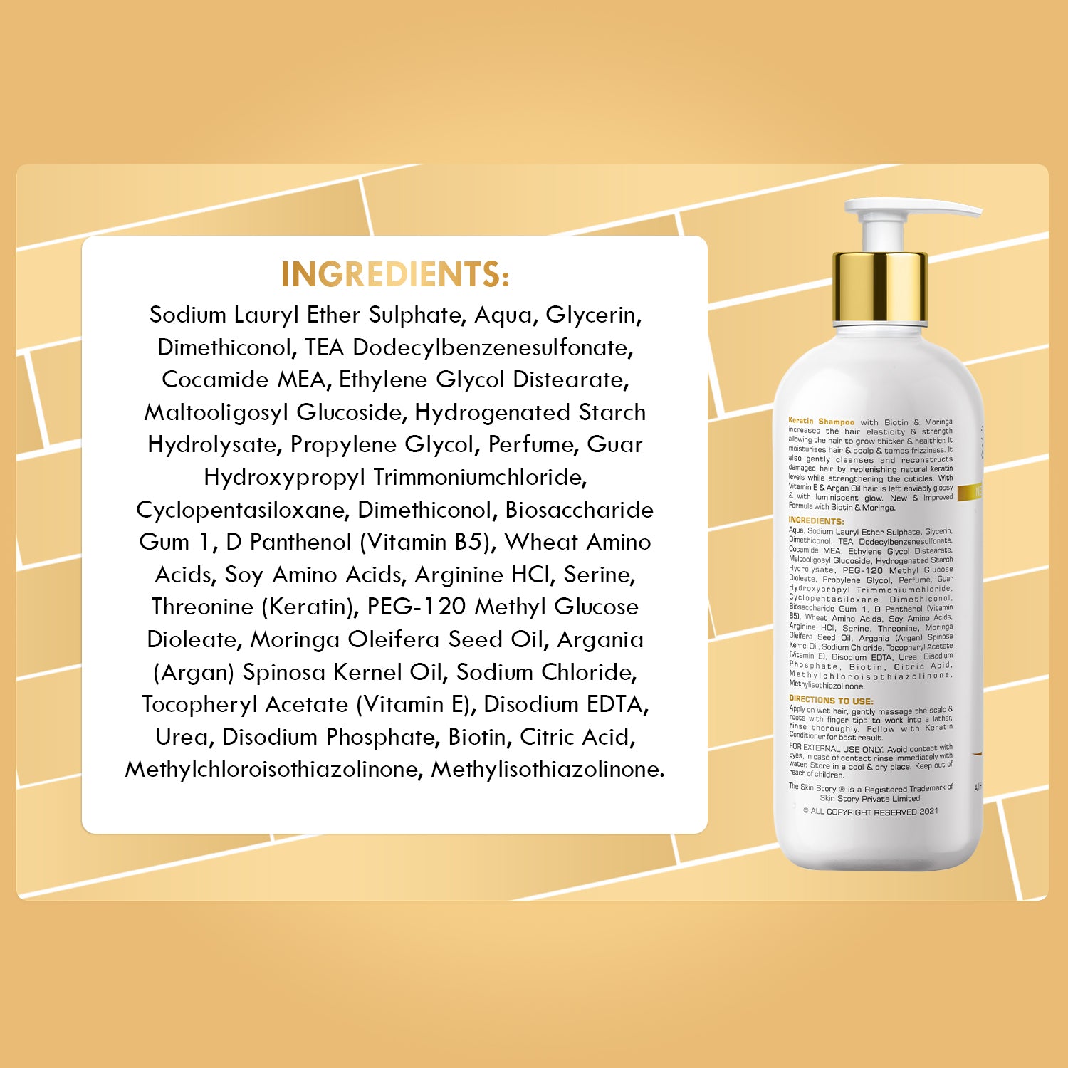 Keratin Shampoo | Strengthens & Smoothens Hair | Keratin & Argan Oil | 450ml
