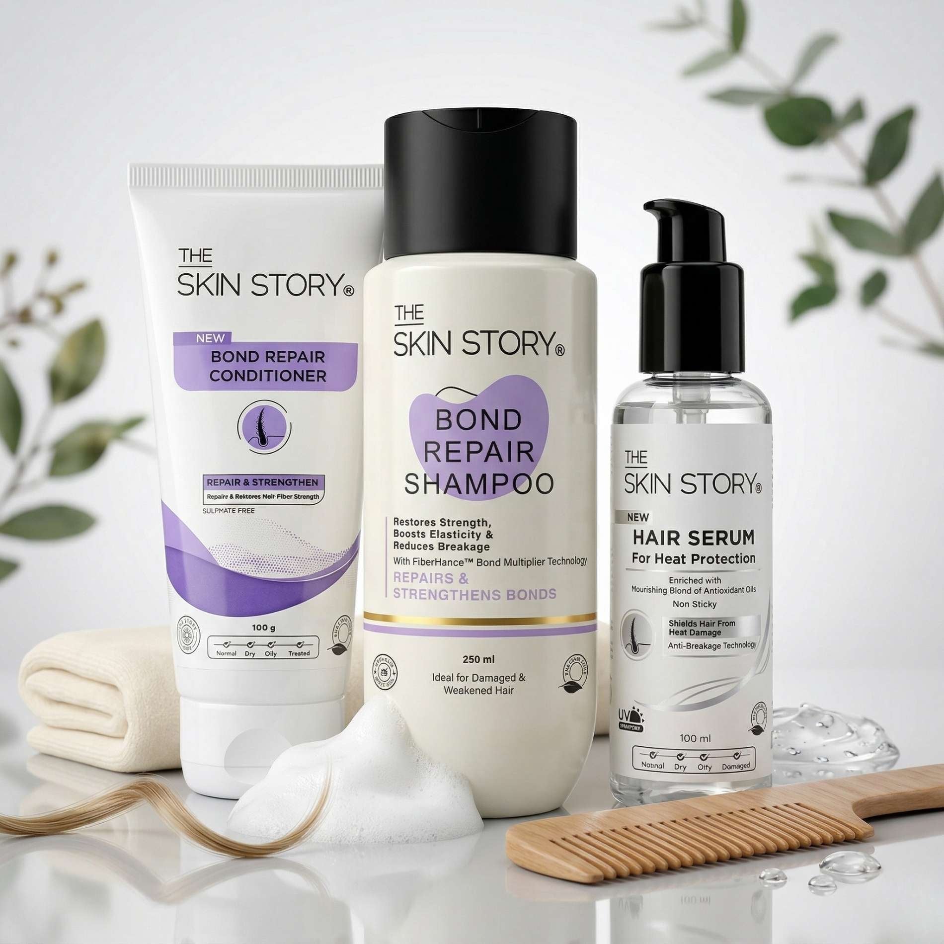 Bond Repair 3 steps - Shampoo+Conditioner+Heat Protectant Serum - The Skin Story -