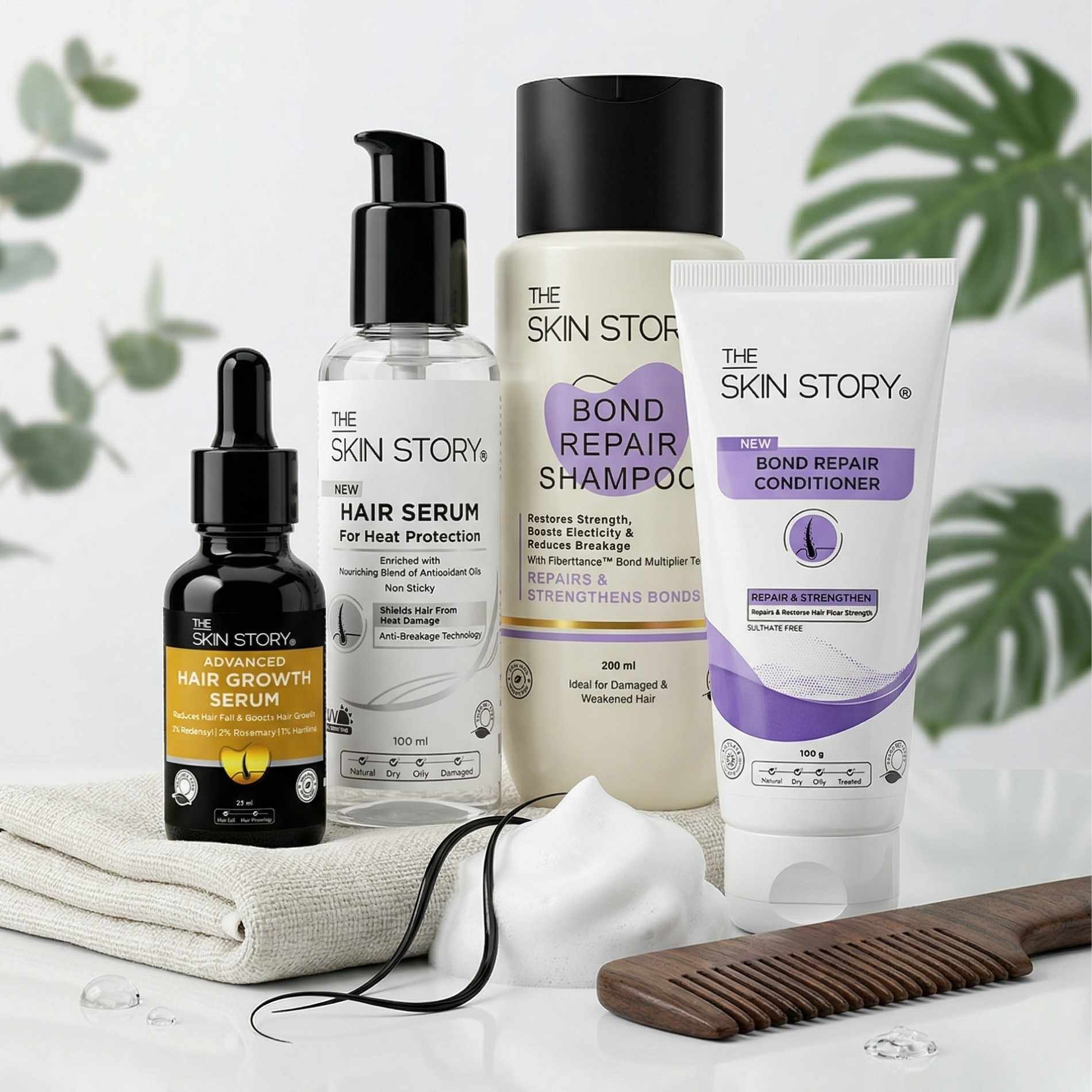 Bond Repair 4 steps - Shampoo+Conditioner+Heat Protection Serum+Hair Growth Serum - The Skin Story -