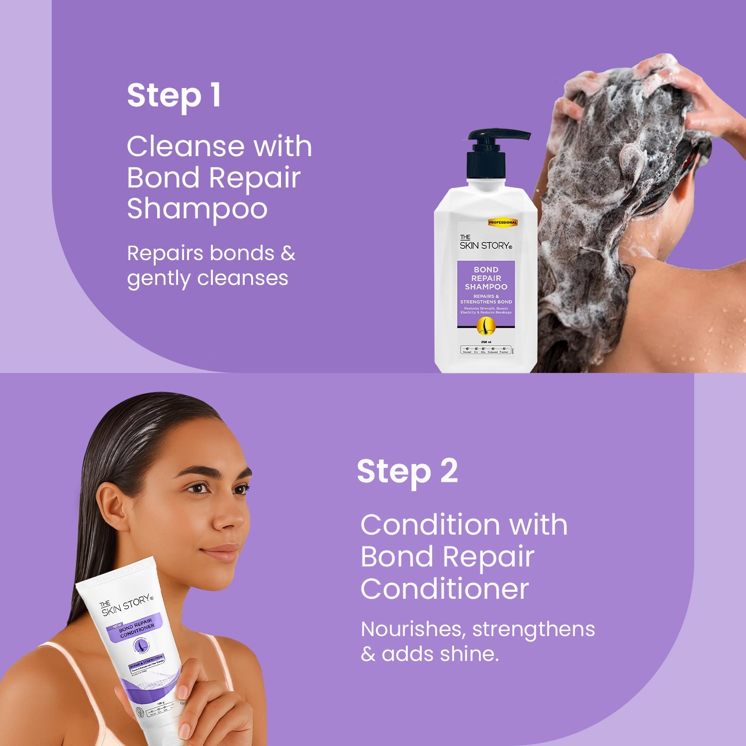 Bond Repair Range for Damaged Hair - The Skin Story - shampoo & Conditioner