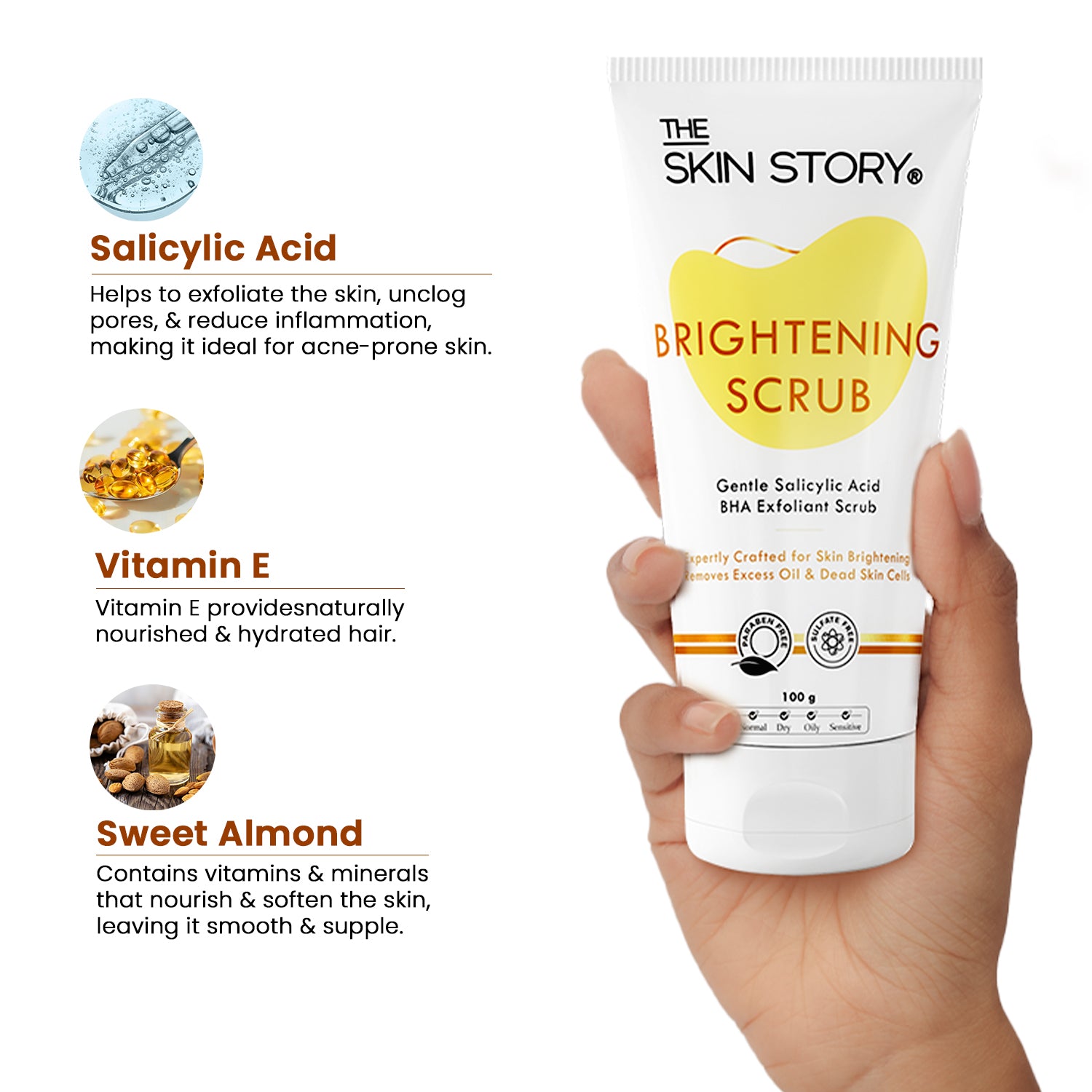 Brightening Scrub | Exfoliates & Hydrates | Evens Skin Tone & Boosts Glow | 100g