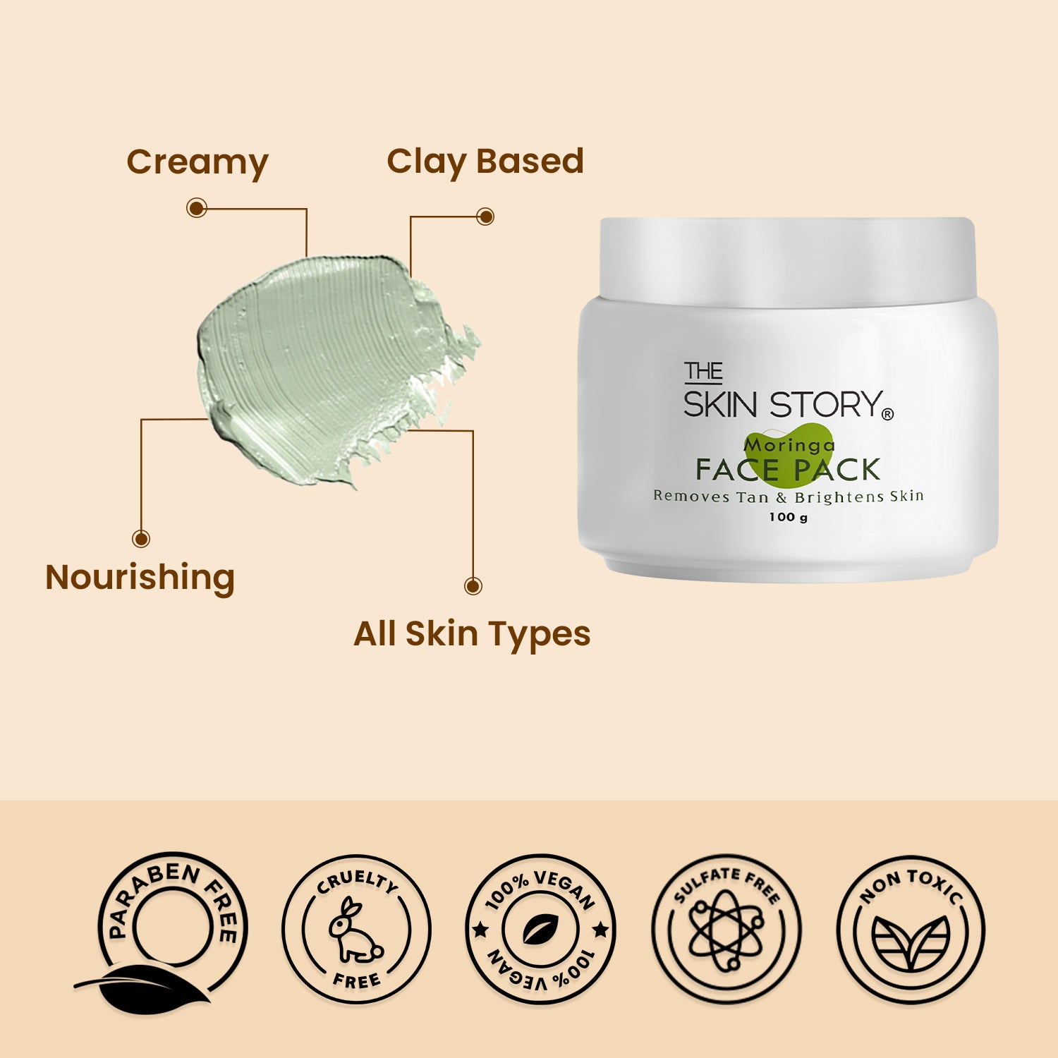 Moringa Purifying Face Pack | Removes Tan & Controls Excess Oil | Brightens & Revitalizes Skin | 100g