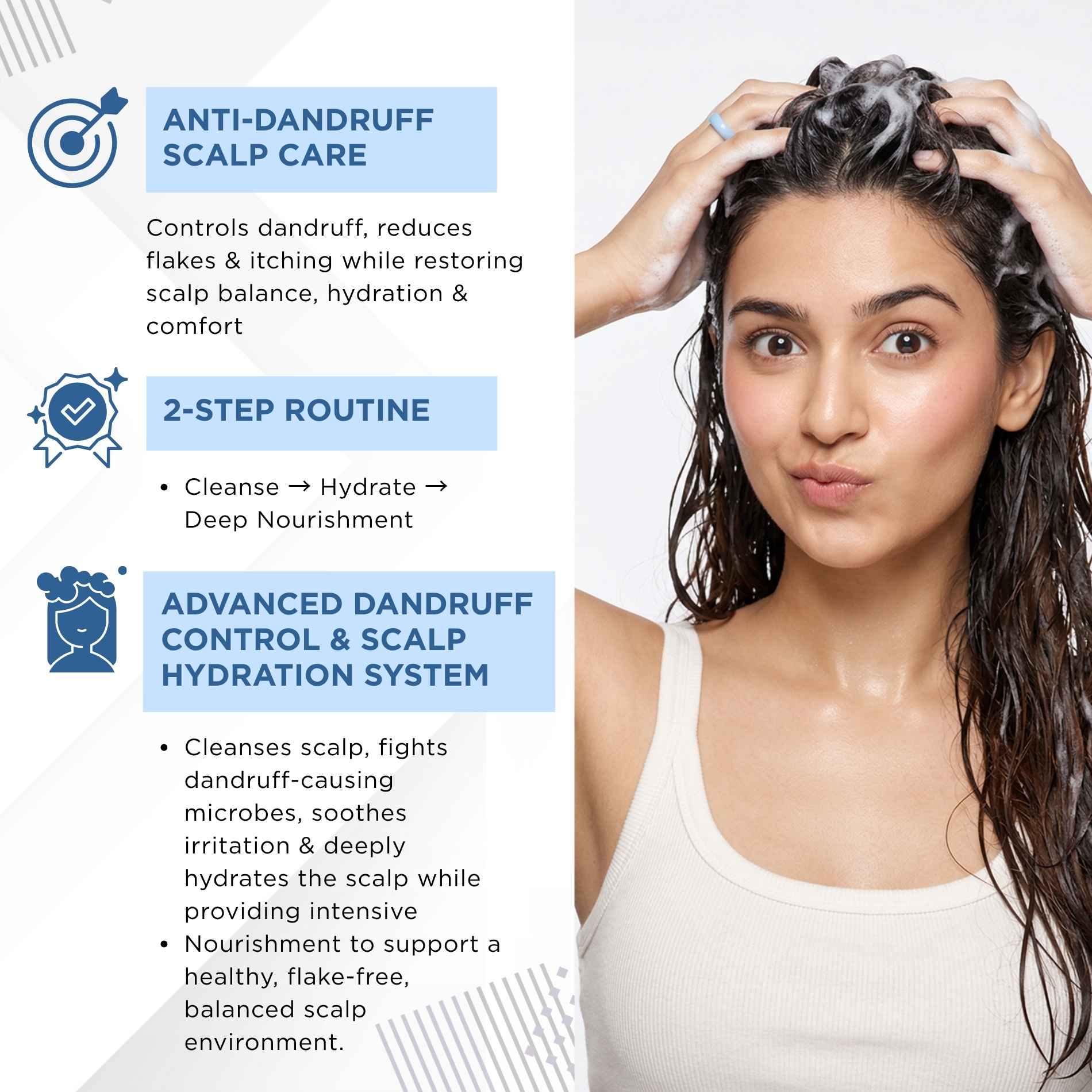 Dandruff - 3 steps - Shampoo+Exfoliating Scalp Serum+Hair Mask - The Skin Story -