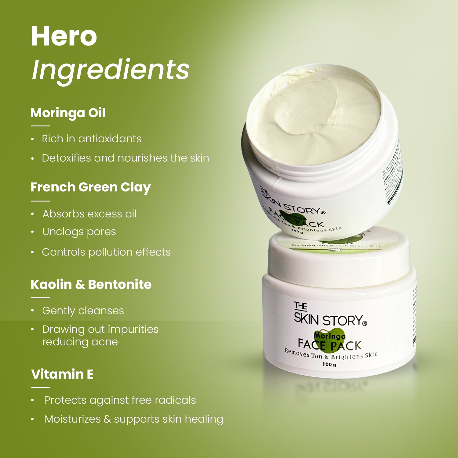 Moringa Purifying Face Pack | Removes Tan & Controls Excess Oil | Brightens & Revitalizes Skin | 100g