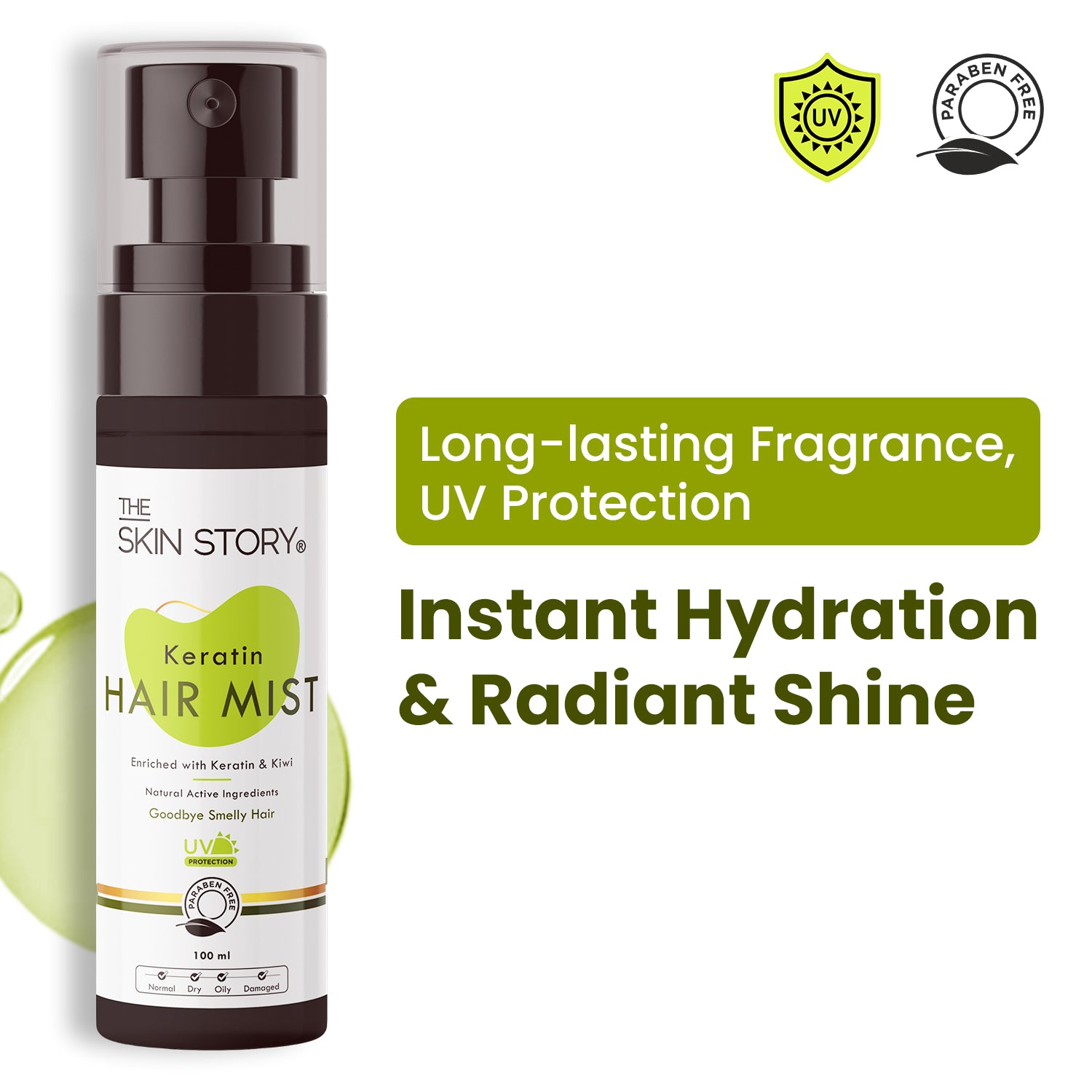 UV Protection Hair Mist | Sun Defense & Shine Boost | Kiwi & Olive Oil | 100ml