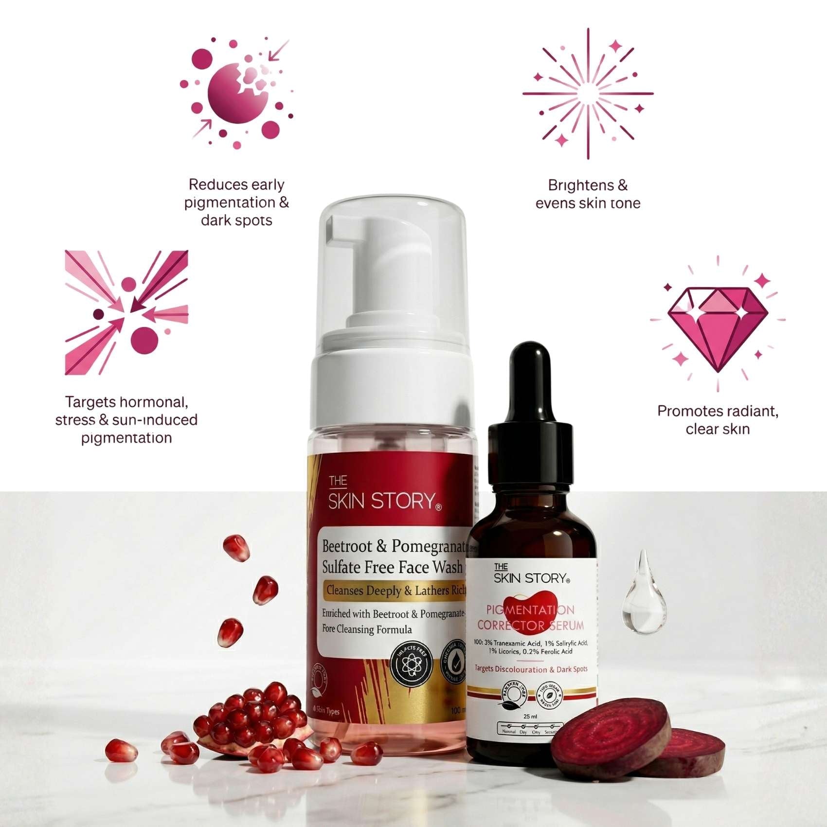 Early Onset Pigmentation 2 steps - Facewash+Corrector Serum - The Skin Story -