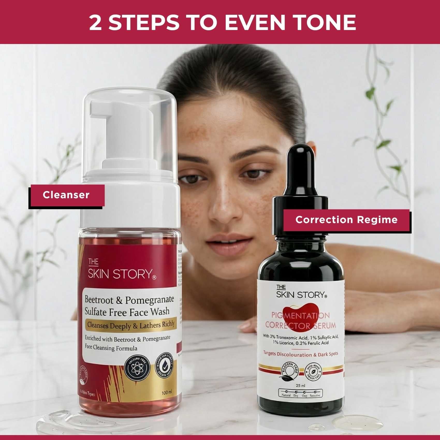 Early Onset Pigmentation 2 steps - Facewash+Corrector Serum - The Skin Story -