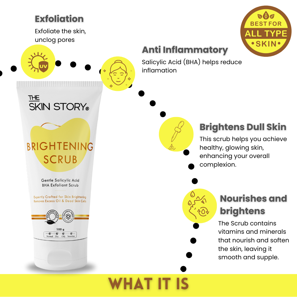 Brightening Scrub | Exfoliates & Hydrates | Evens Skin Tone & Boosts Glow | 100g