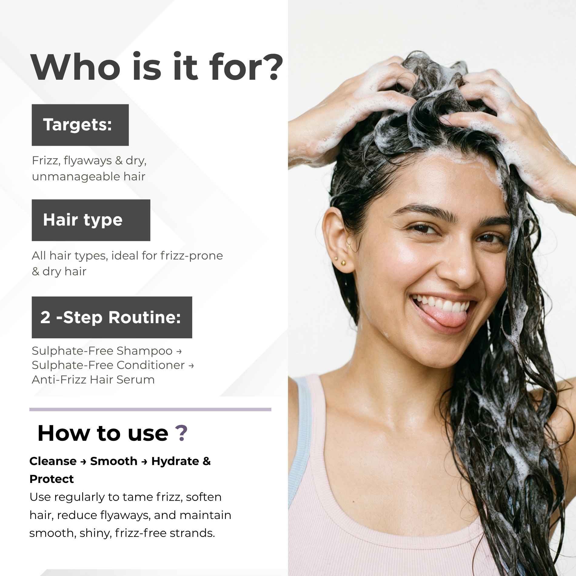 Frizz 3 steps - Sulphate Free Shampoo+Conditioner+Seum - The Skin Story -