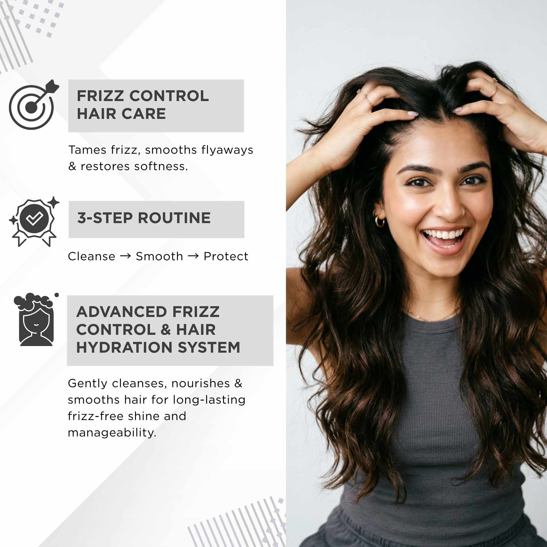 Frizz 3 steps - Sulphate Free Shampoo+Conditioner+Seum - The Skin Story -
