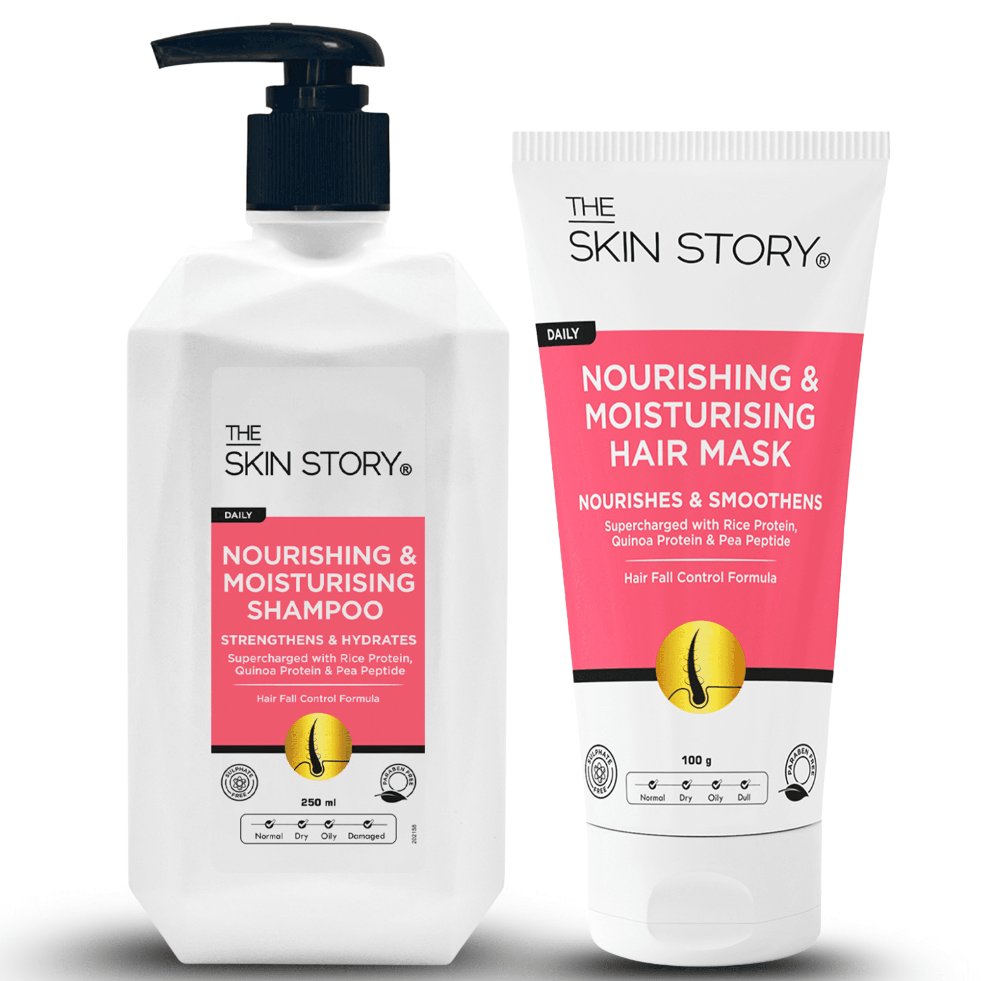 Hairfall Control Duo - Nourishing Moisturising Shampoo + Hair Mask - The Skin Story -