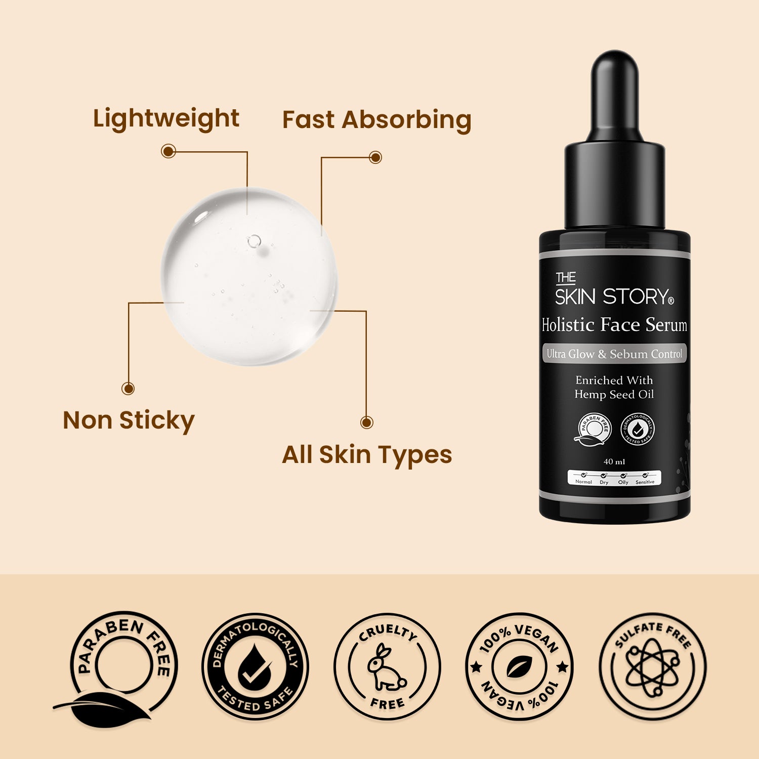 Holistic Hemp Serum | Ultra Glow & Sebum Control | Hemp Seed Oil | 40ml