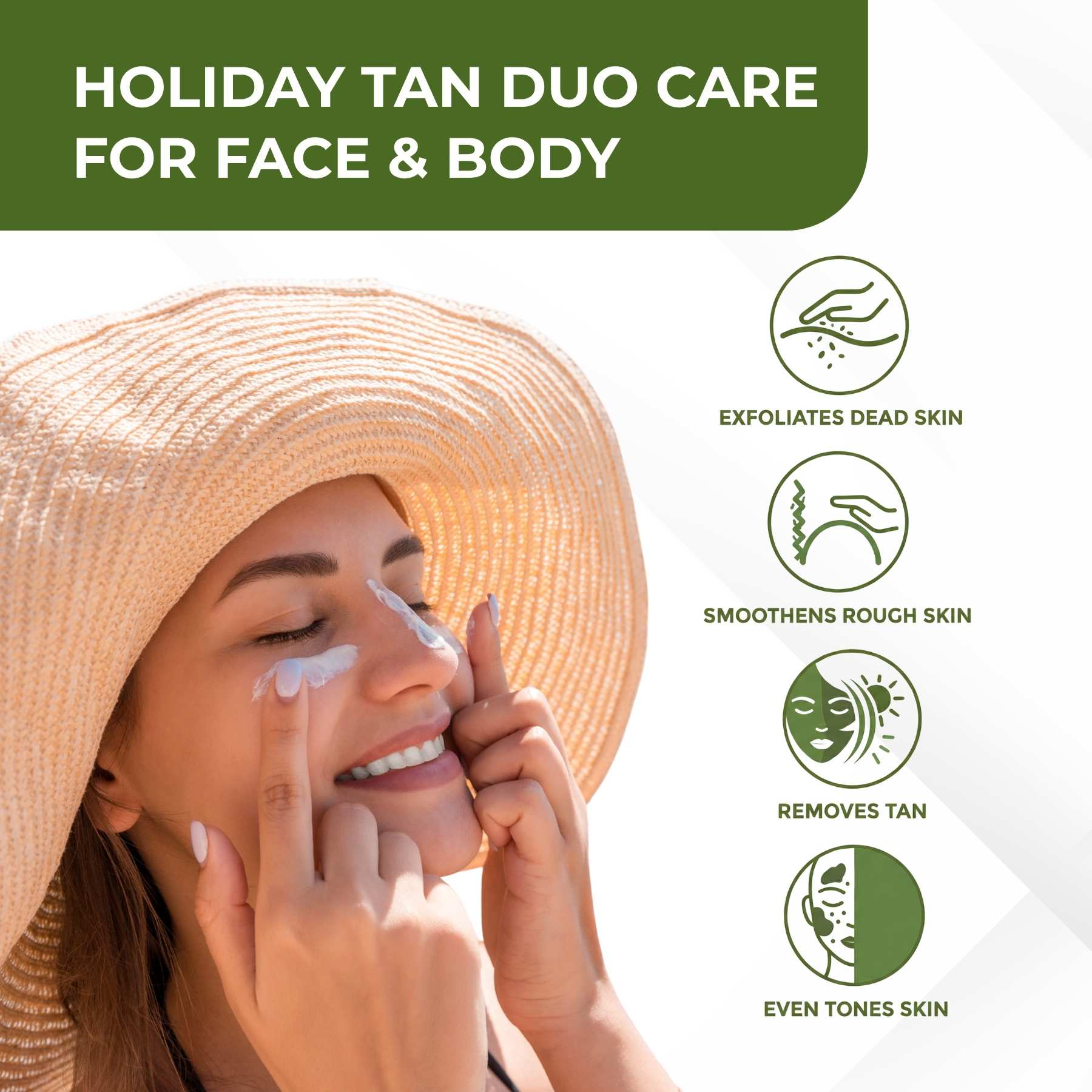 HolidayTan 3 Steps - Scrub+Face Pack+Sunscreen SPF50 - The Skin Story -
