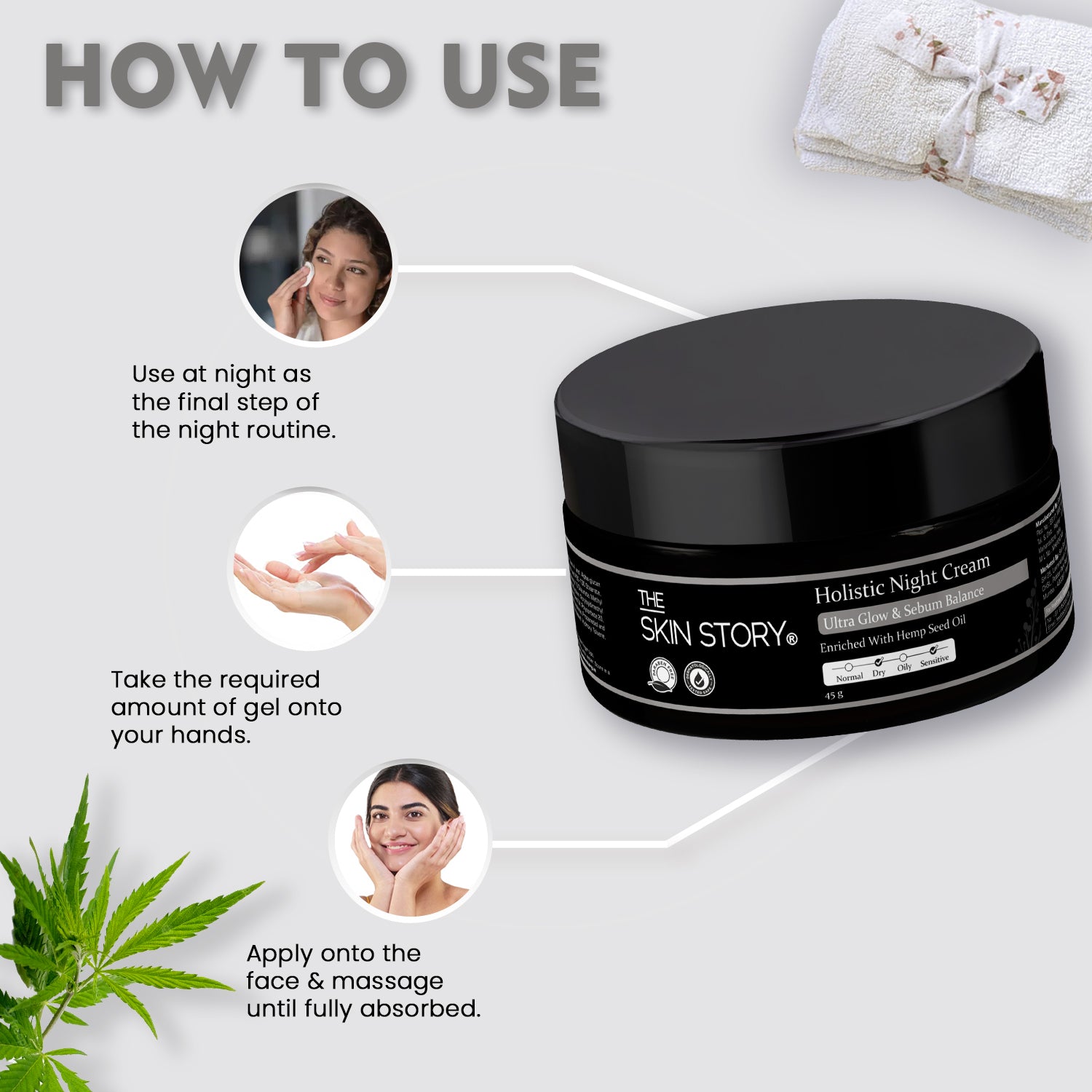 Holistic Night Cream | Ultra Glow & Sebum Control | Hemp Seed Oil | 45g