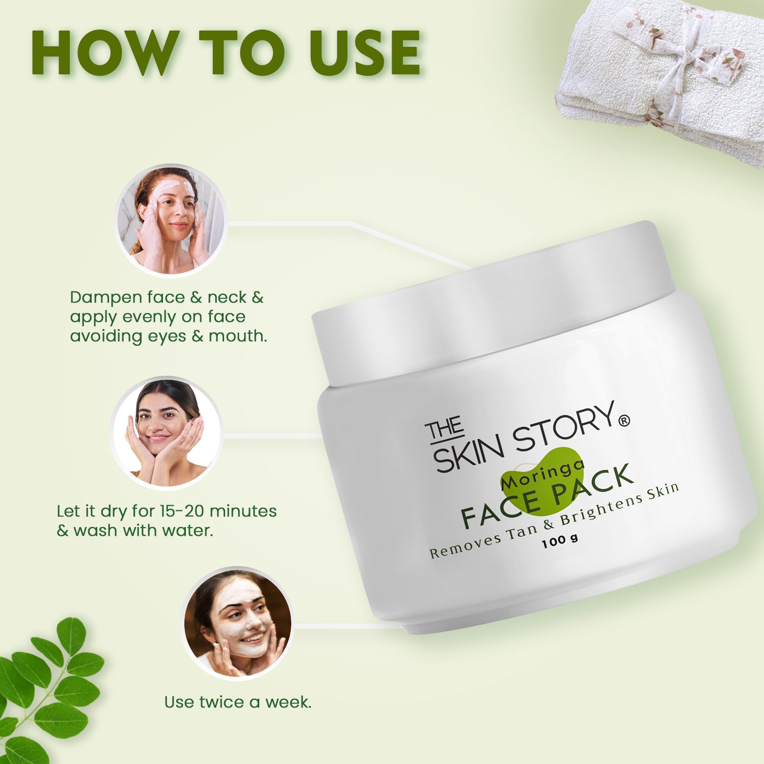 Moringa Purifying Face Pack | Removes Tan & Controls Excess Oil | Brightens & Revitalizes Skin | 100g