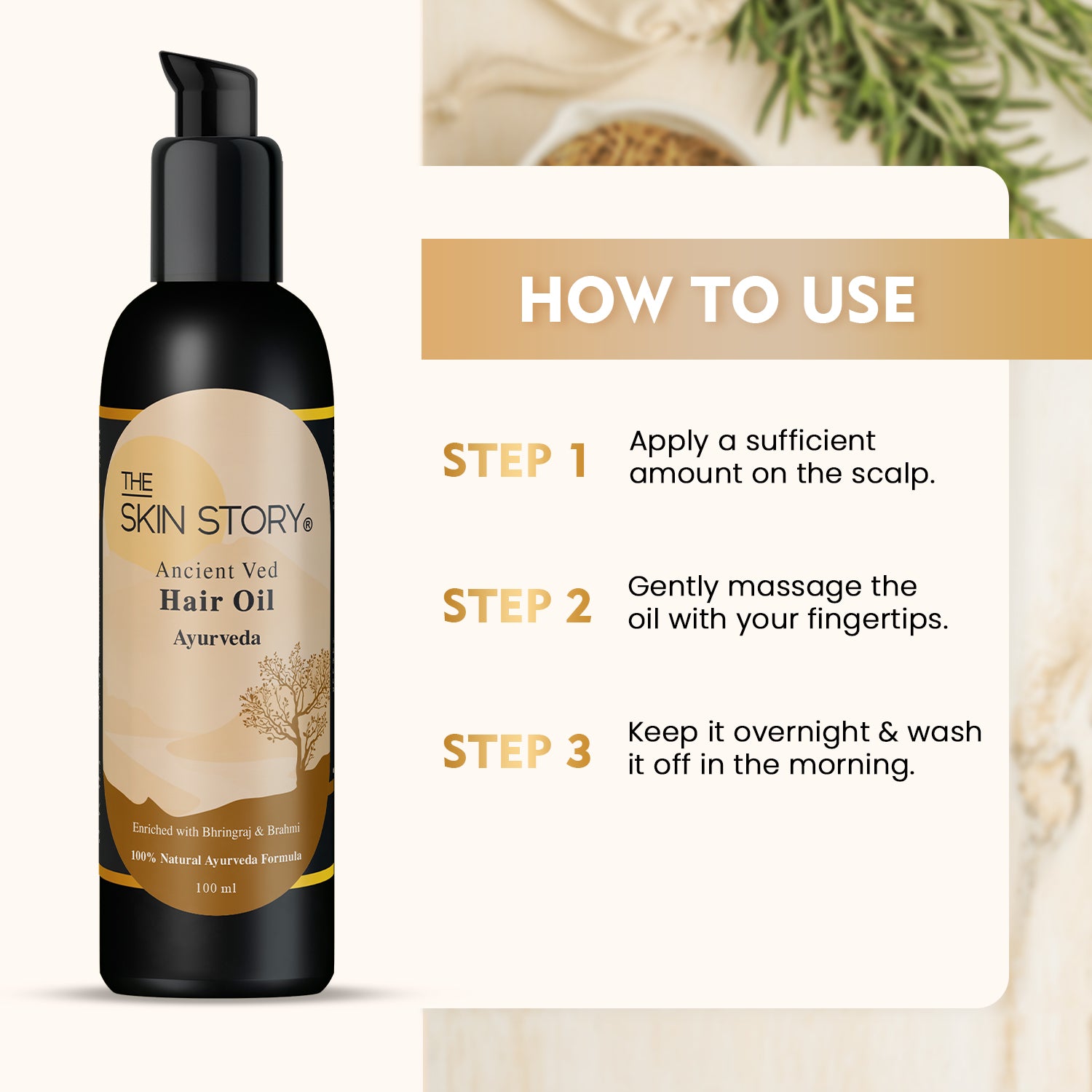 Ayurvedic Hair Growth Oil Strengthens Roots & Promotes Healthy Hair Amla, Brahmi & Bhringraj 100ml