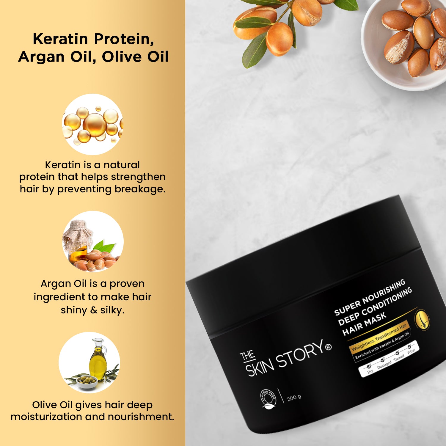 Hair Repair & Nourishing Mask Deep Conditioning & Strengthening Keratin & Argan Oil 200g
