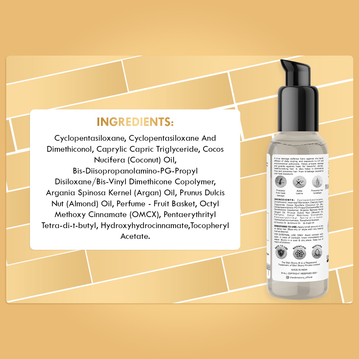 Heat Protection Hair Serum Enriched with Argan, Almond & Coconut Oil Non sticky 100ml