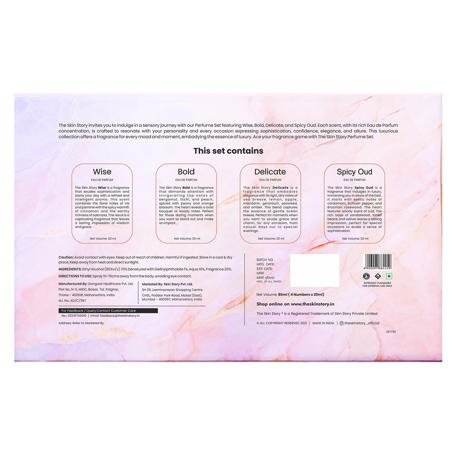 Luxury Perfume Gift for Women Set of 4 Fragrances Eau de Parfum - The Skin Story - Perfume