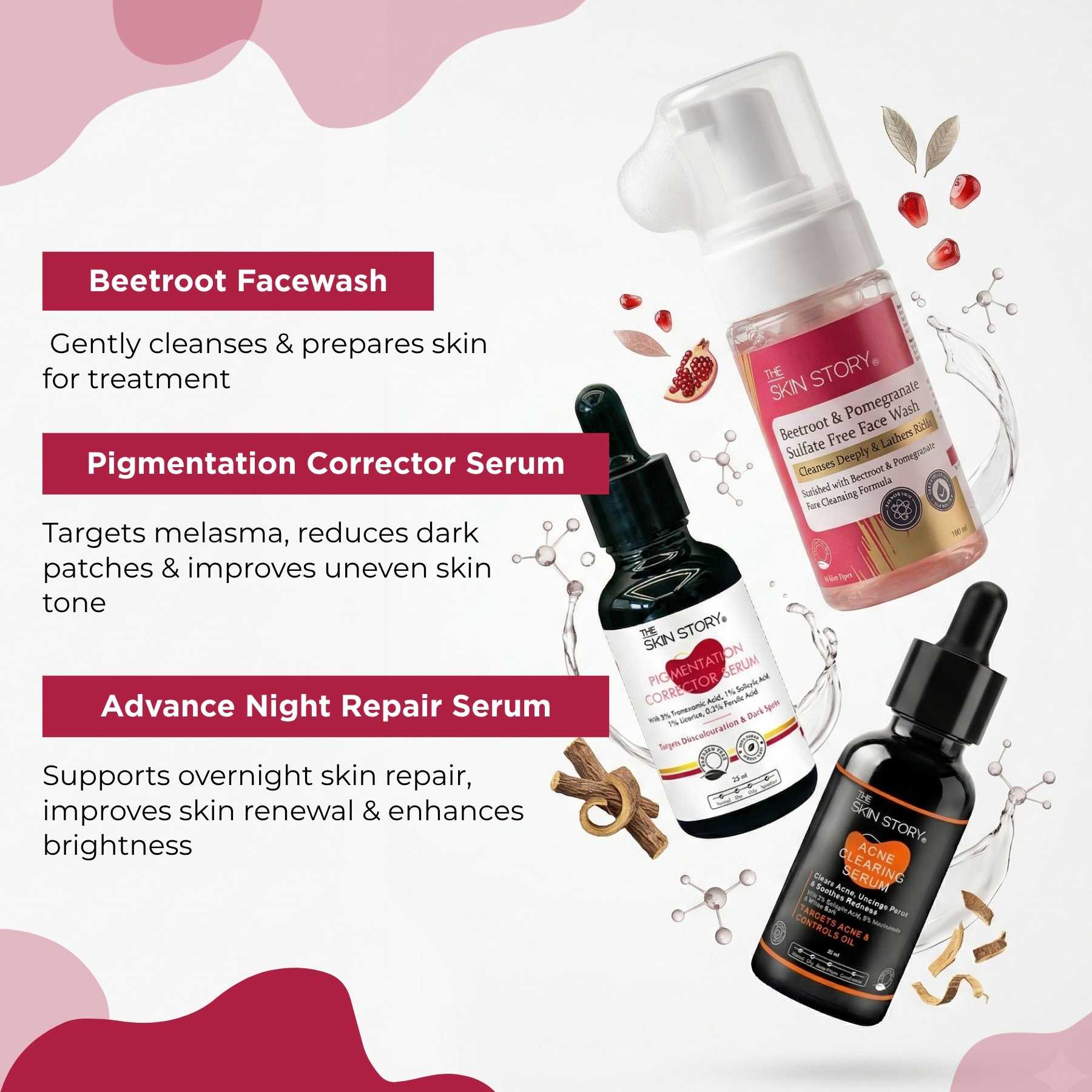 Melesma 3 Steps - Facewash+Serums - The Skin Story -