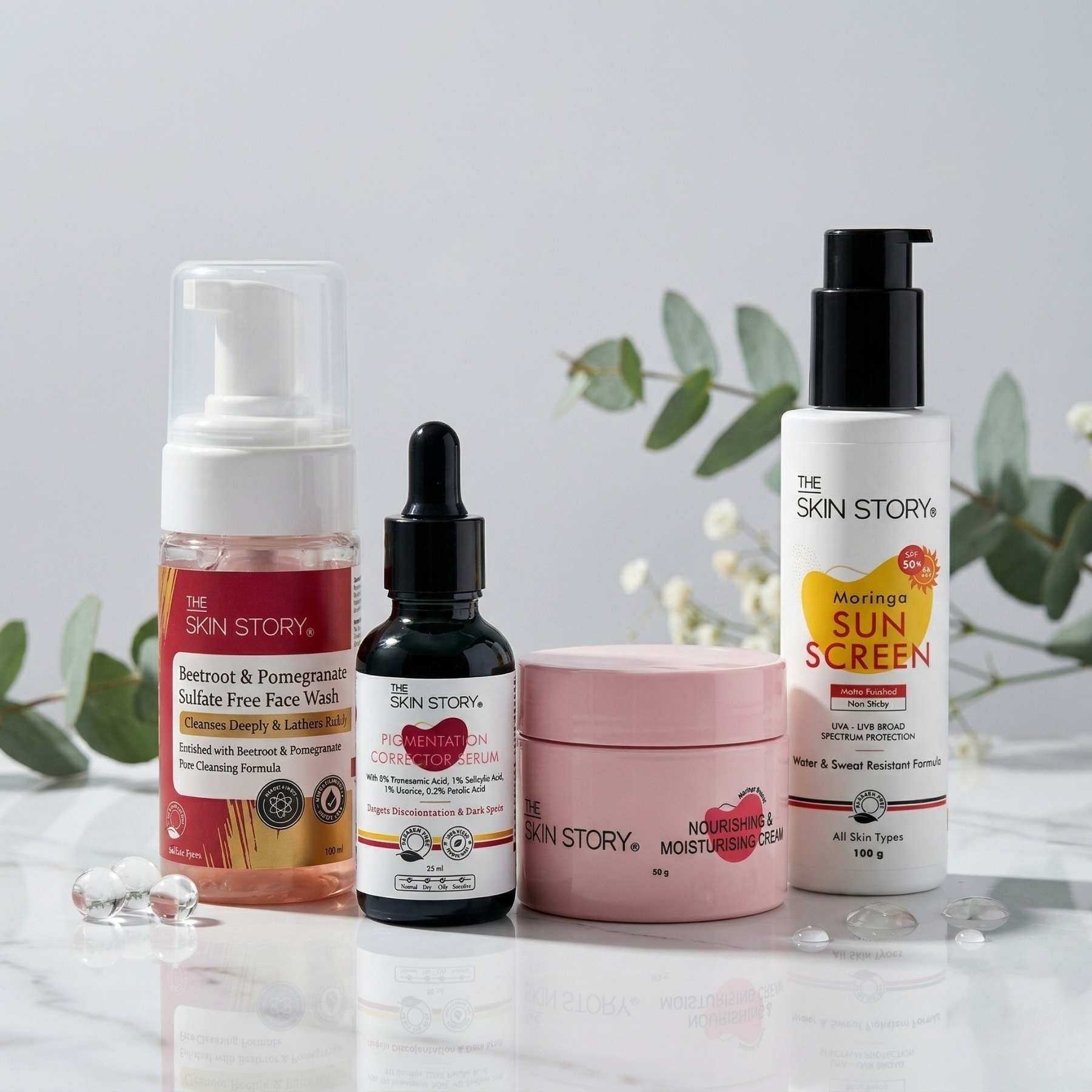Melesma 4 Steps - Facewash+Serums+Moisturising Cream+Sunscreen SPF50 - The Skin Story -