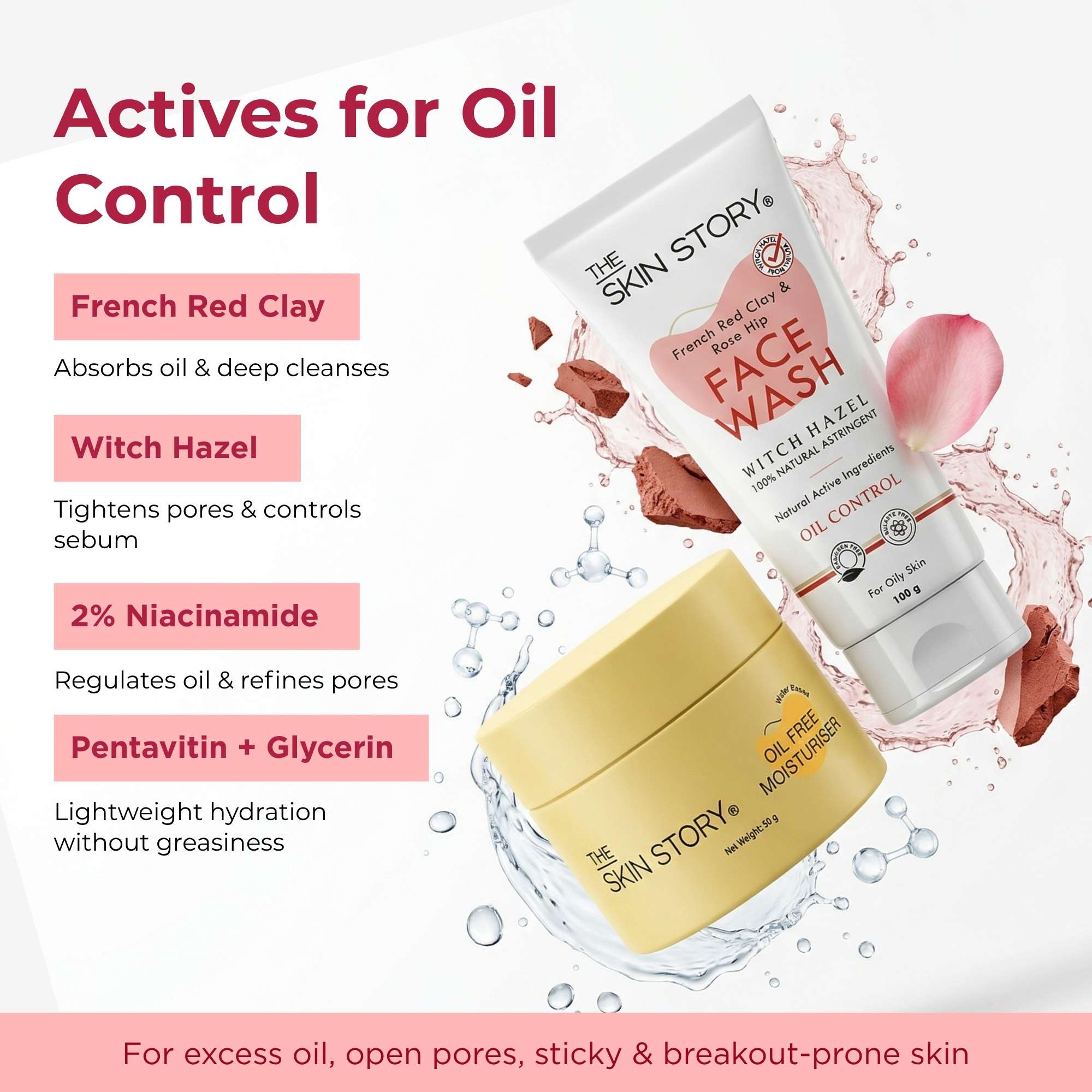 Oil Control 2 Steps - Facewash+Oil Free Moisturiser - The Skin Story -