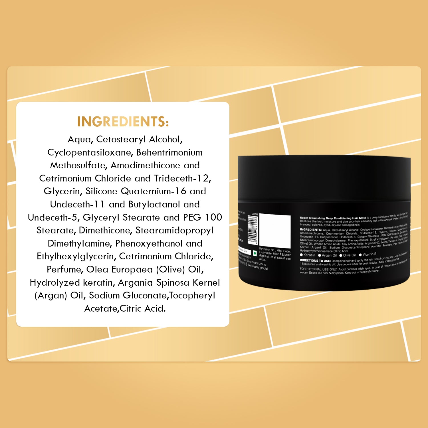 Hair Repair & Nourishing Mask Deep Conditioning & Strengthening Keratin & Argan Oil 200g