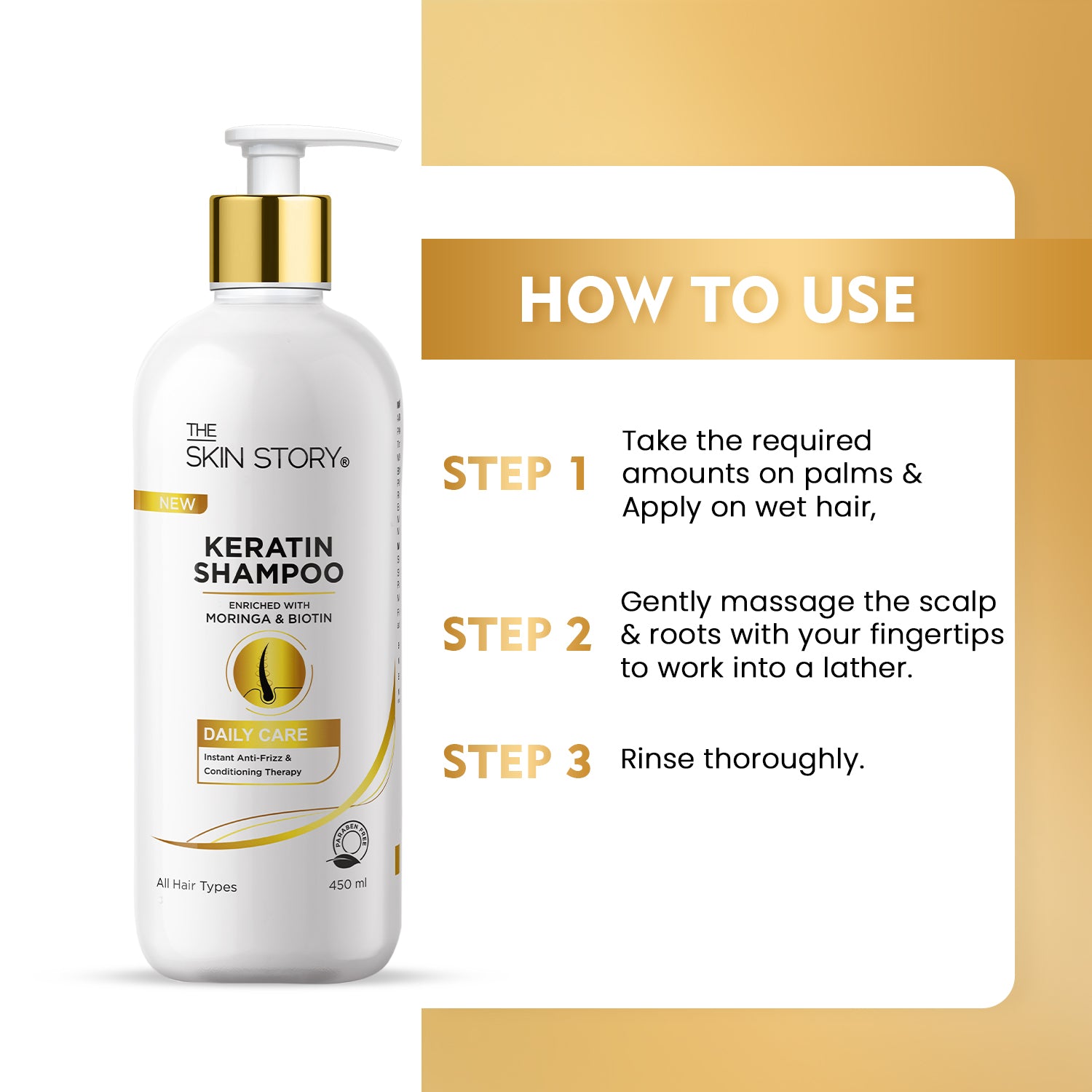 Keratin Shampoo | Strengthens & Smoothens Hair | Keratin & Argan Oil | 450ml