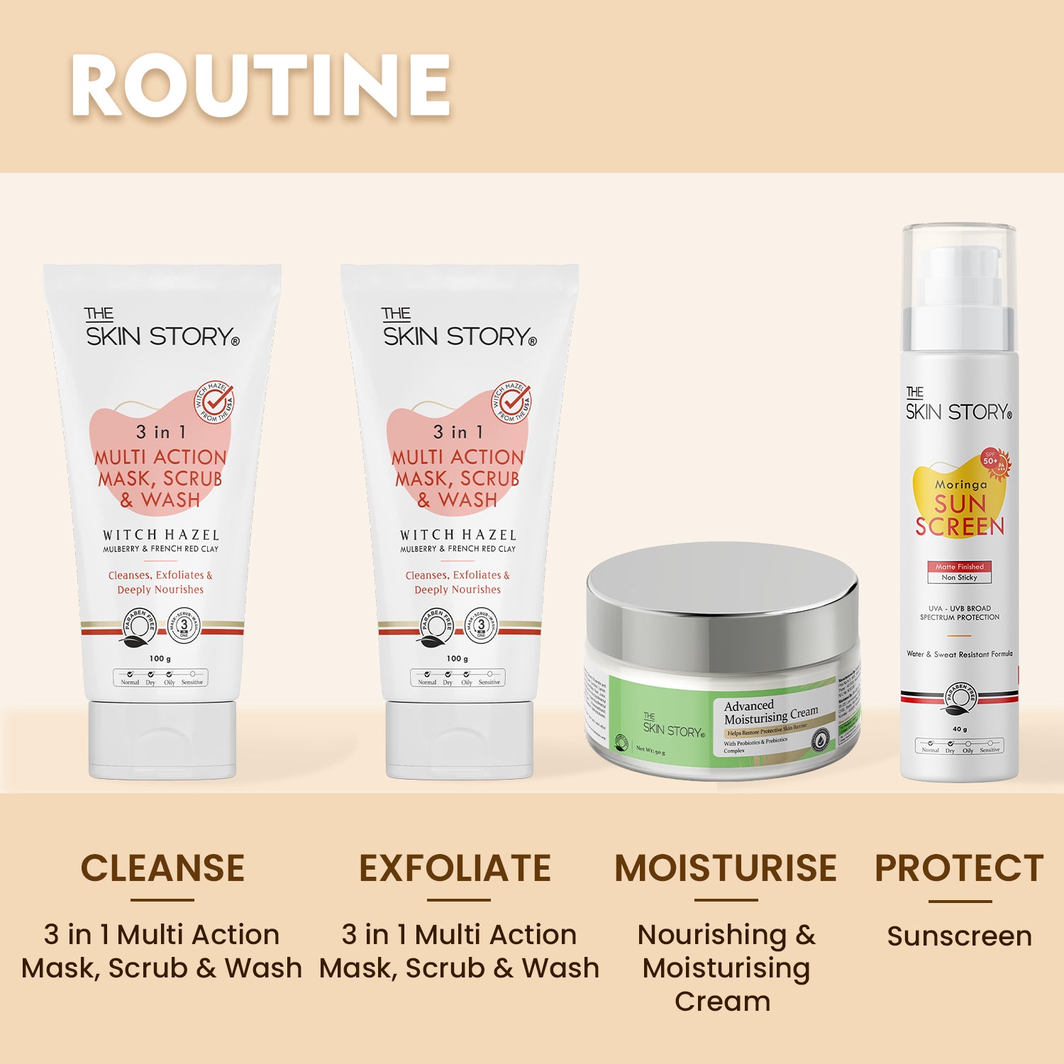 3 in 1 Wash, Scrub & Pack Deep Cleanses & Exfoliates Witch Hazel, Mulberry & French Red Clay 100g