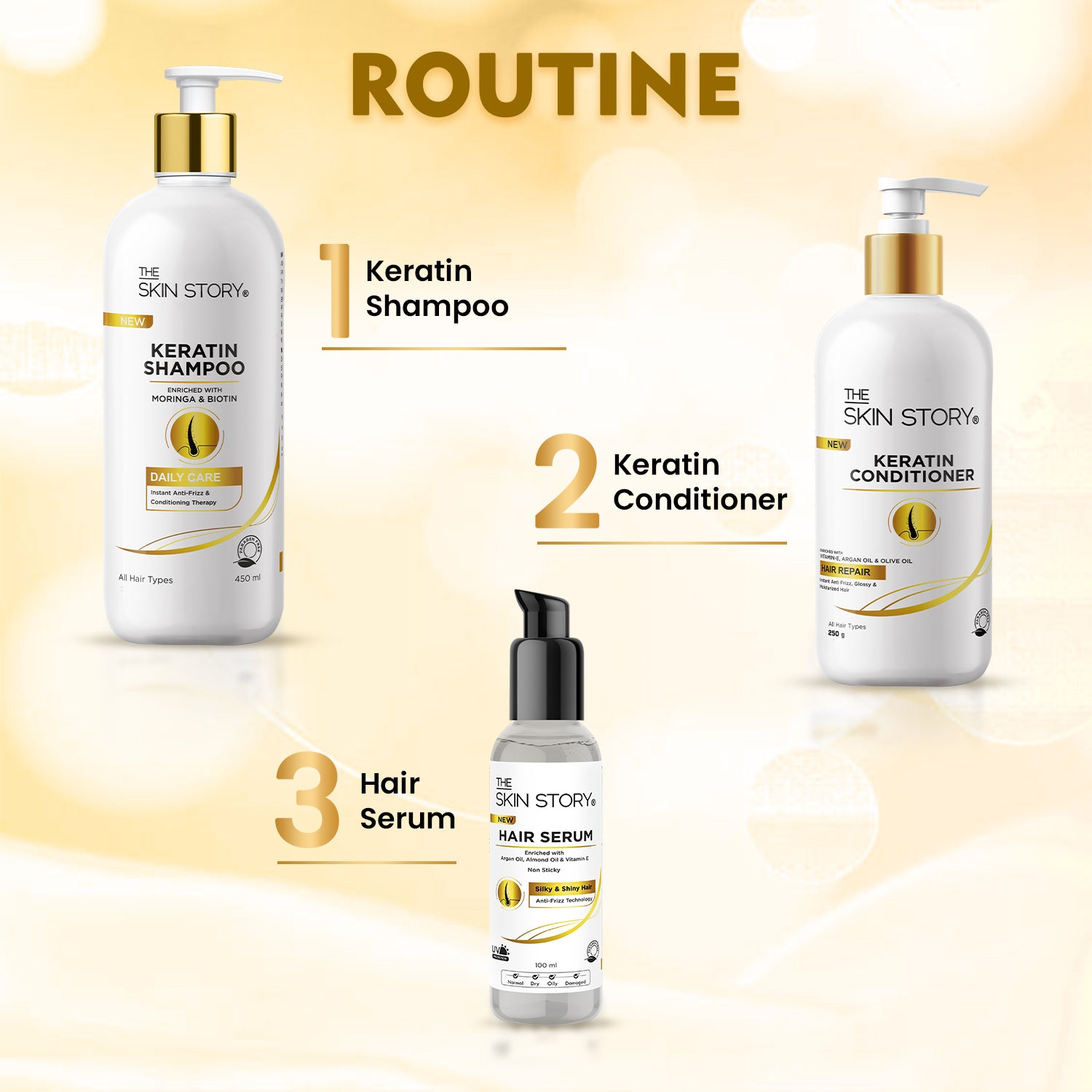 Anti-Frizz Hair Serum | Non-Sticky & UV Protection | Argan Oil & Almond Oil | 100ml