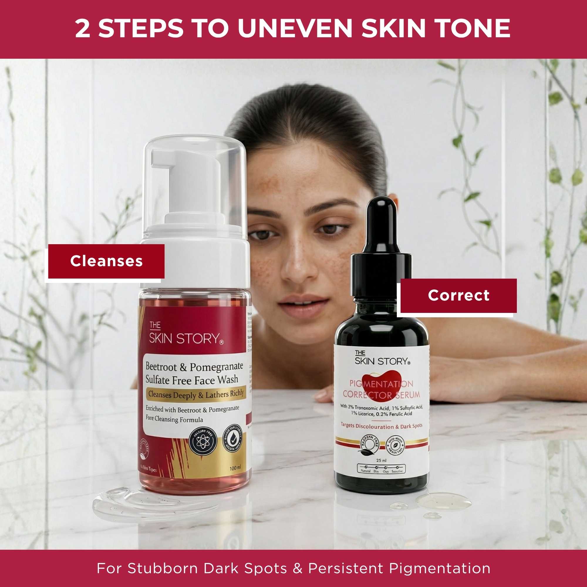 Stuborn Dark Spots 2 Steps - Facewash+Serum - The Skin Story -