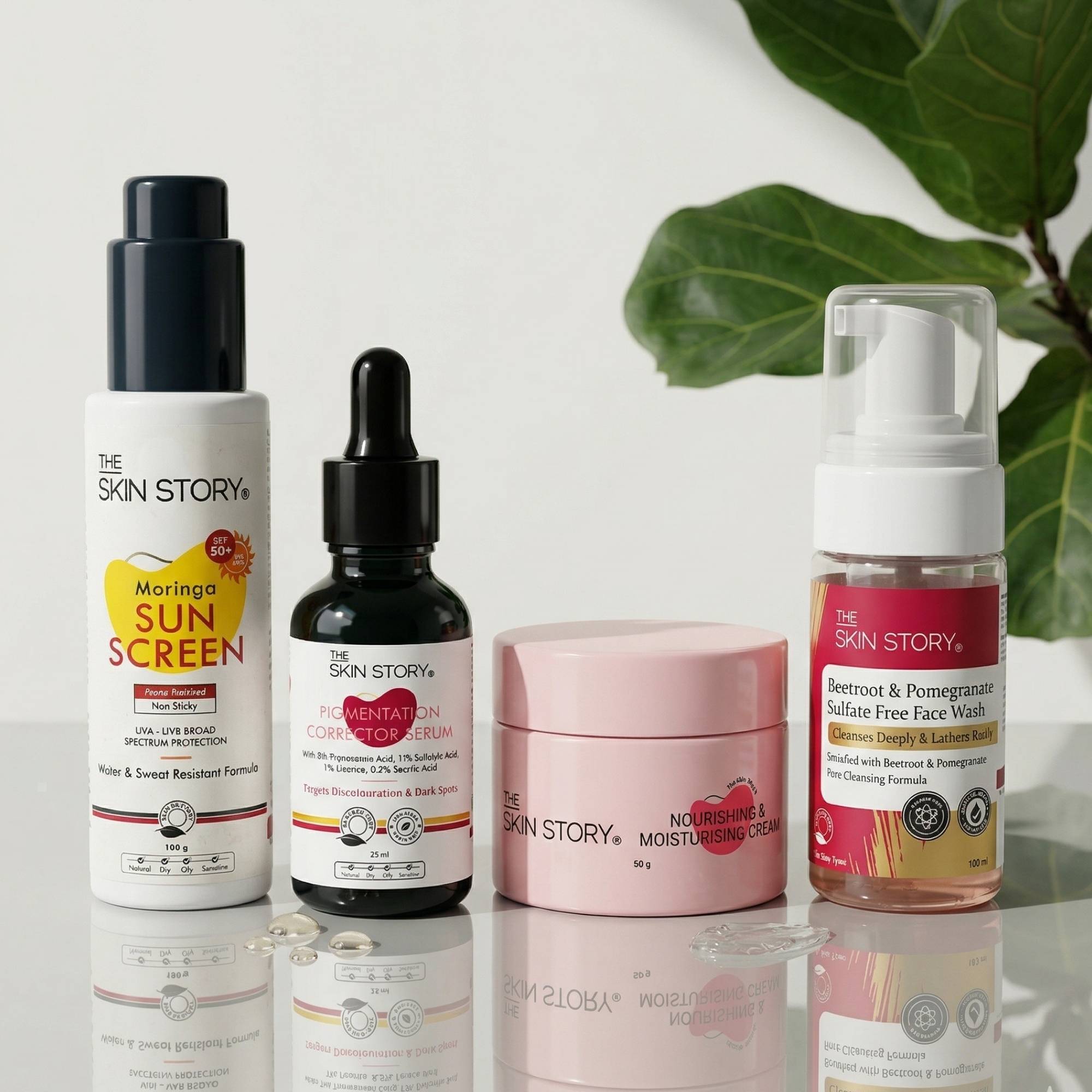 Stuborn Dark Spots 4 Steps - Facewash+Serum+ Moisturising Cream+Sunscreen SPF50 - The Skin Story -