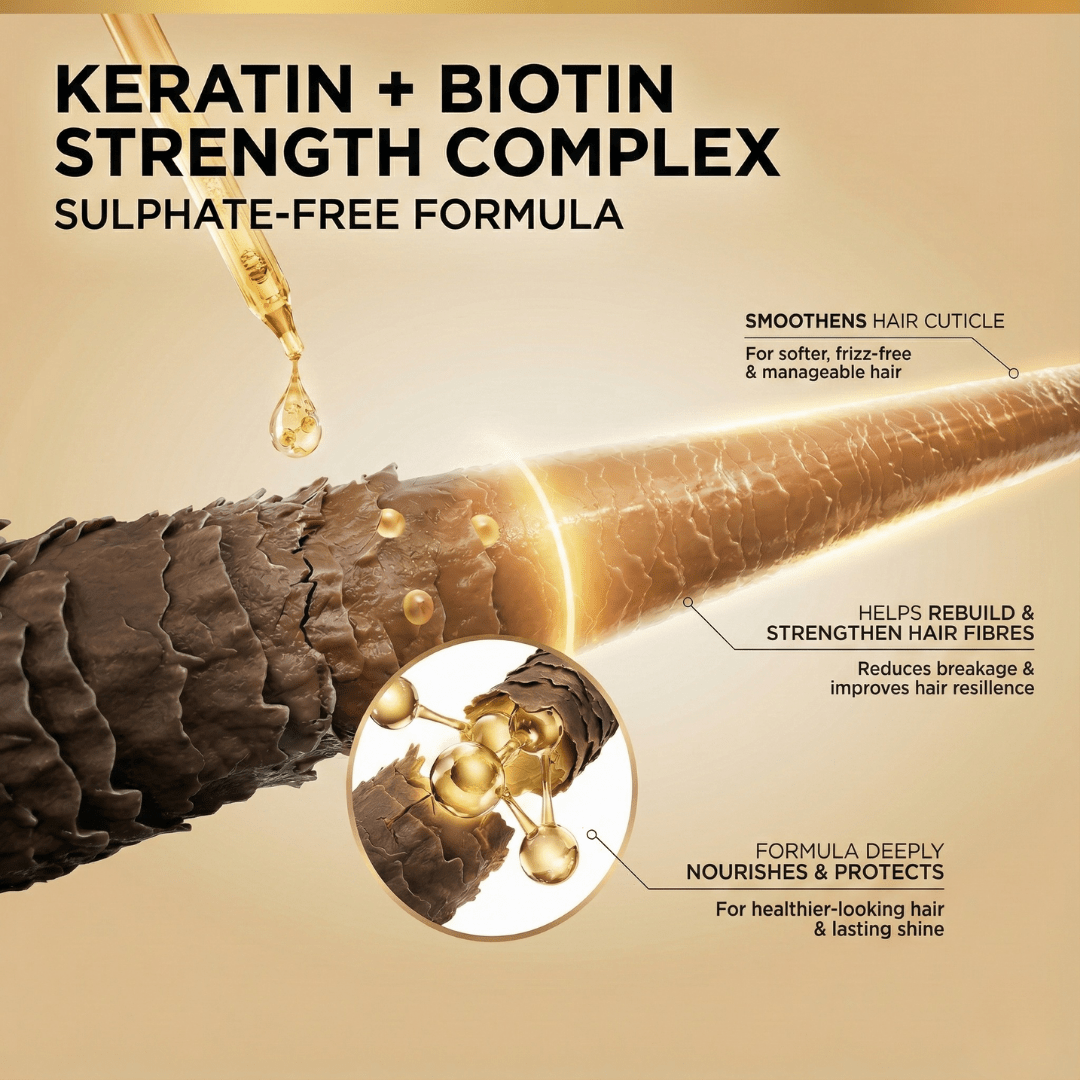 Sulphate - Free Keratin & Biotin Shampoo – Repairs Damaged Hair - The Skin Story - Hair Care Combo