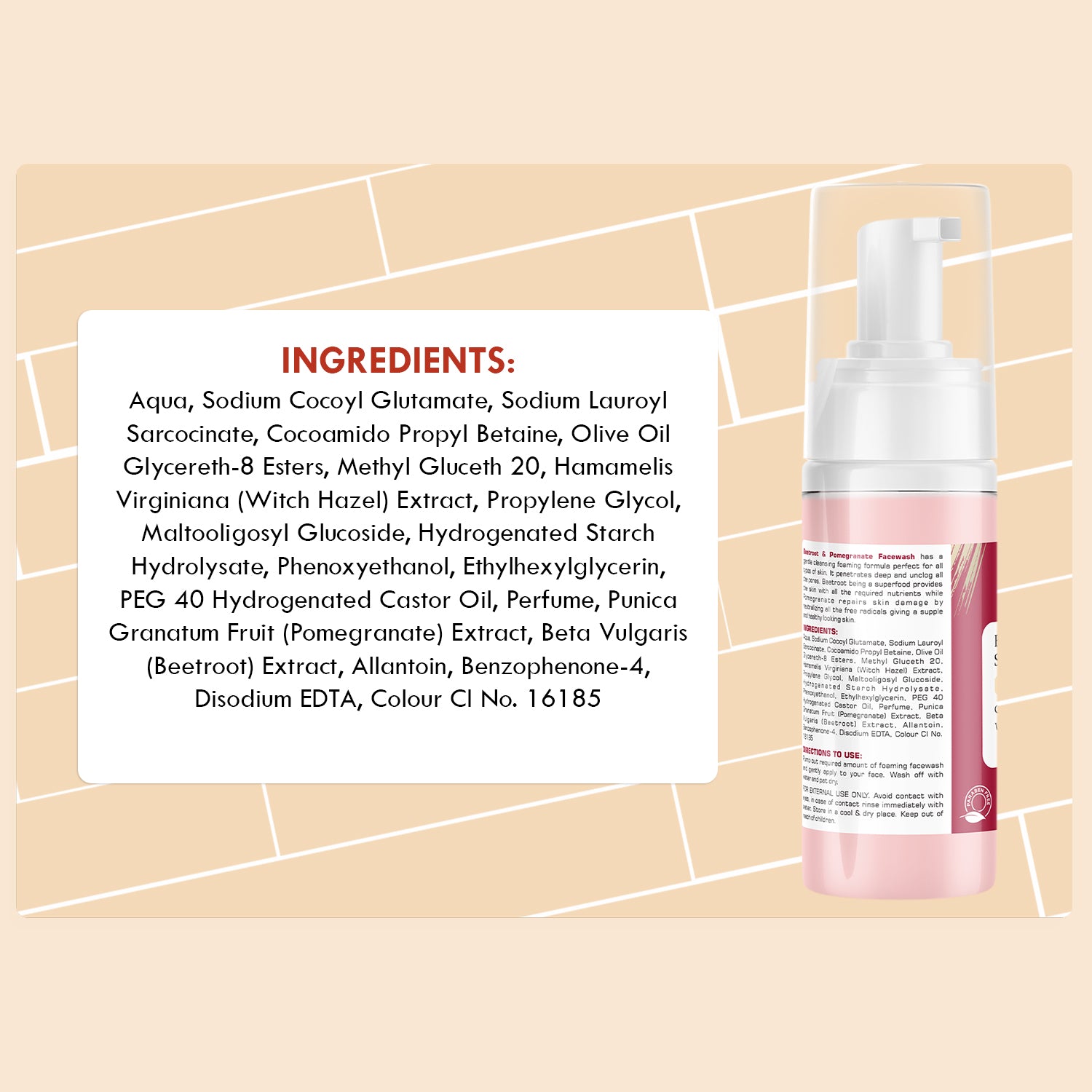 Pore Cleansing Foaming Face Wash Deep Cleanses & Minimises Pores Beetroot & Pomegranate 100 ml