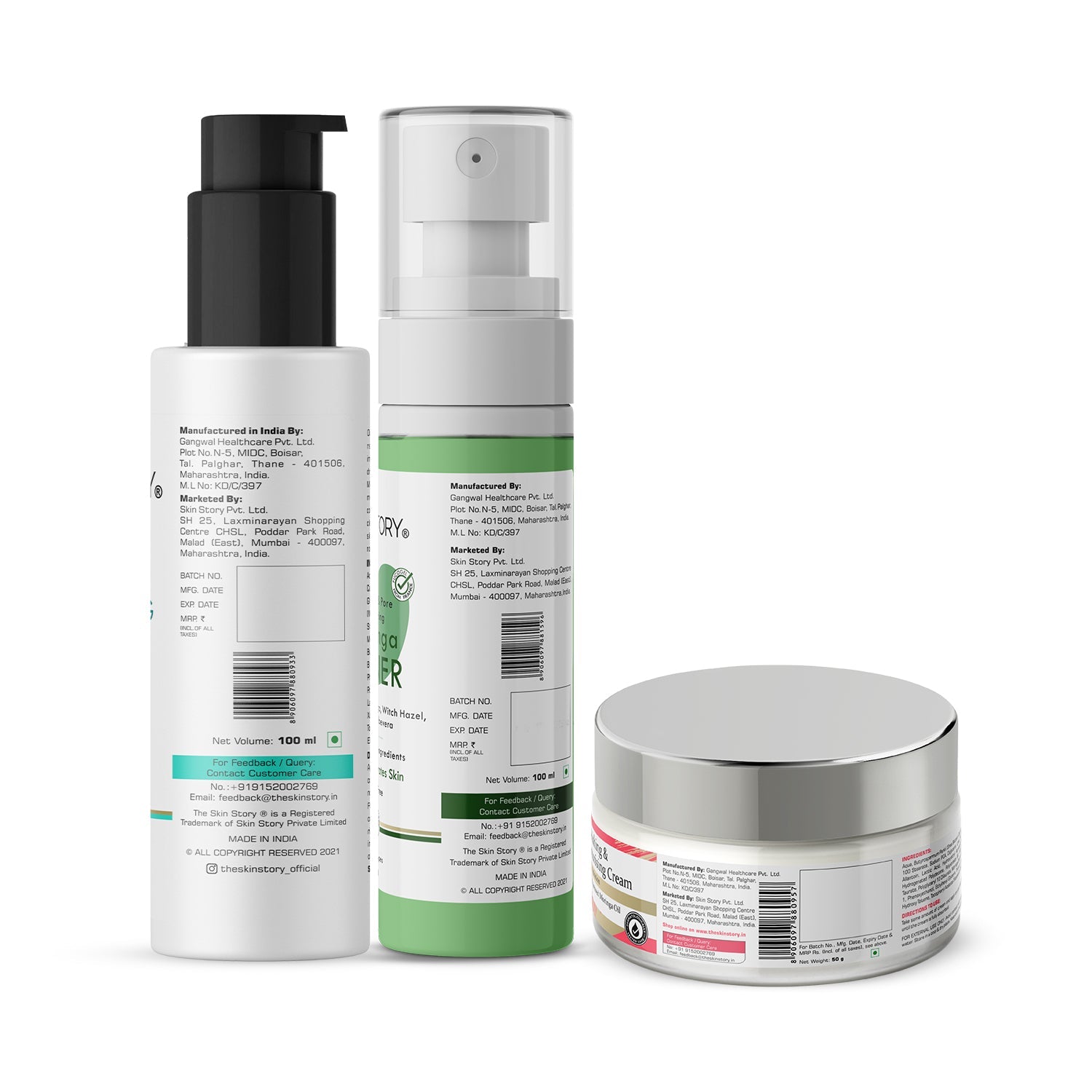 The Skin Story Classic Care Collection (CTM) (The Skin Story Gentle Cleansing Lotion, 100ml The Skin Story Moringa Toner, 100ml The Skin Story Nourishing & Moisturising Cream, 50g) - The Skin Story - Skincare Combo