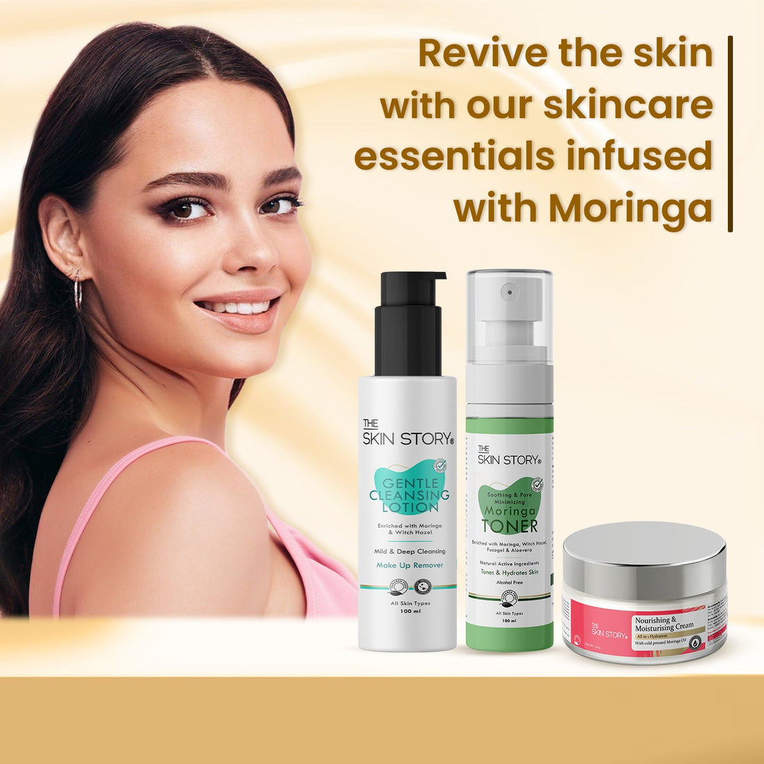 The Skin Story Classic Care Collection (CTM) (The Skin Story Gentle Cleansing Lotion, 100ml The Skin Story Moringa Toner, 100ml The Skin Story Nourishing & Moisturising Cream, 50g) - The Skin Story - Skincare Combo